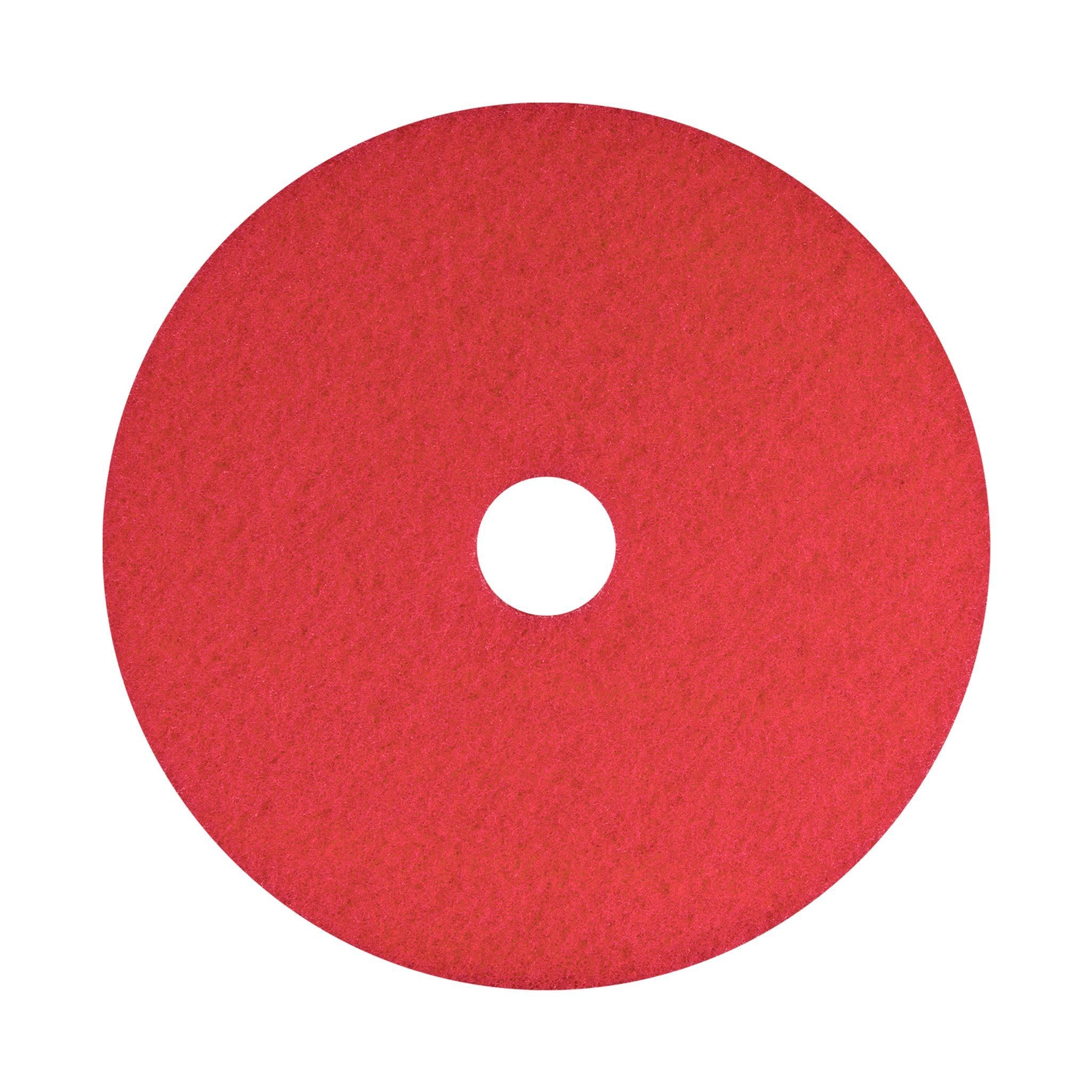 Americo Red Buffer Floor Pad, for Light Cleaning and Buffing, 27" Diameter, 3.25" Center Hole, 2 Pads/Case, Made of 100% Recycled Content, USA Made