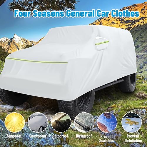 Miniatura 5 de Funda impermeable para Jeep Wrangler de 4 puertas, protección para todo tipo de clima, cubierta de lluvia, polvo, viento, nieve, granizo, para Jeep