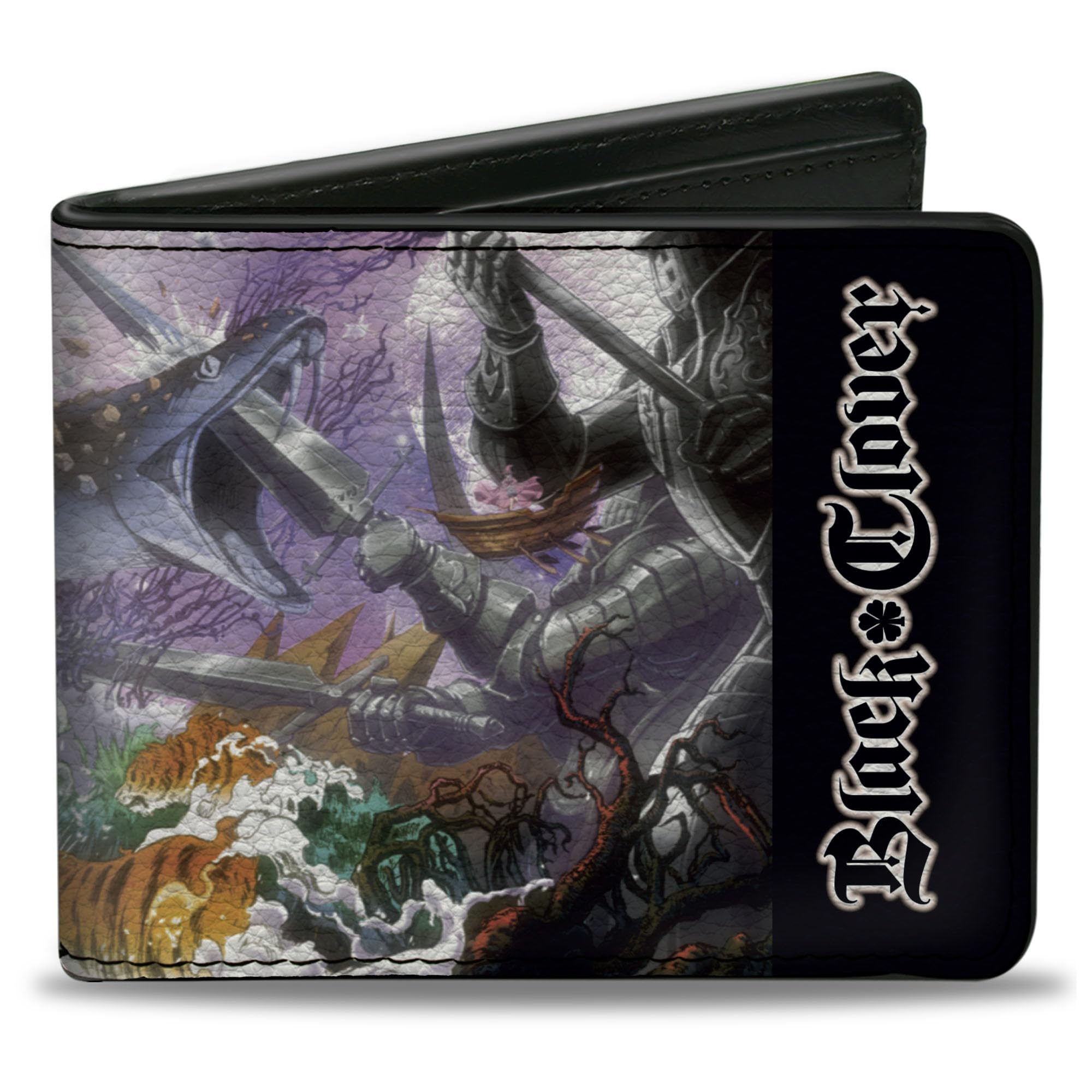 Buckle-Down Crunchyroll Wallet, Bifold, Black Clover Glamour World Scene and Title Logo, Vegan Leather