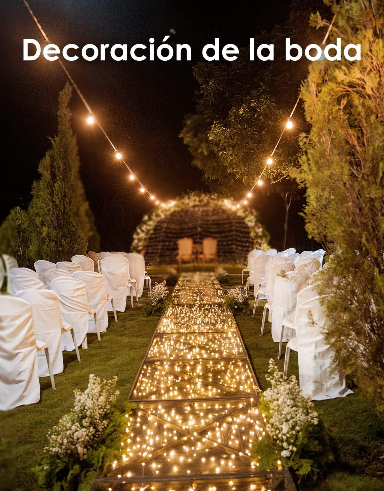 Guirnaldas Luces Exterior 50M, 500 LED Cadena de Luces, Luces Exterior con 8 Modos, Impermeables Luces LED Exterior, Decoración para Navidad, Fiesta, Boda, Patio, Jardín, Festival, etc