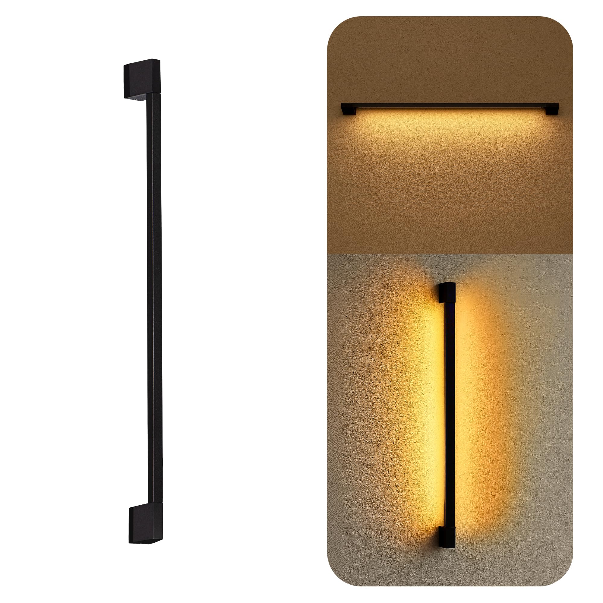 SSC-LUXon LED Wandstrahler Innen Außen YALKO 90 cm schwenkbar 330° IP54 – lange Wandlampe mit warmweißen Licht für Wohnzimmer Bad Terrasse