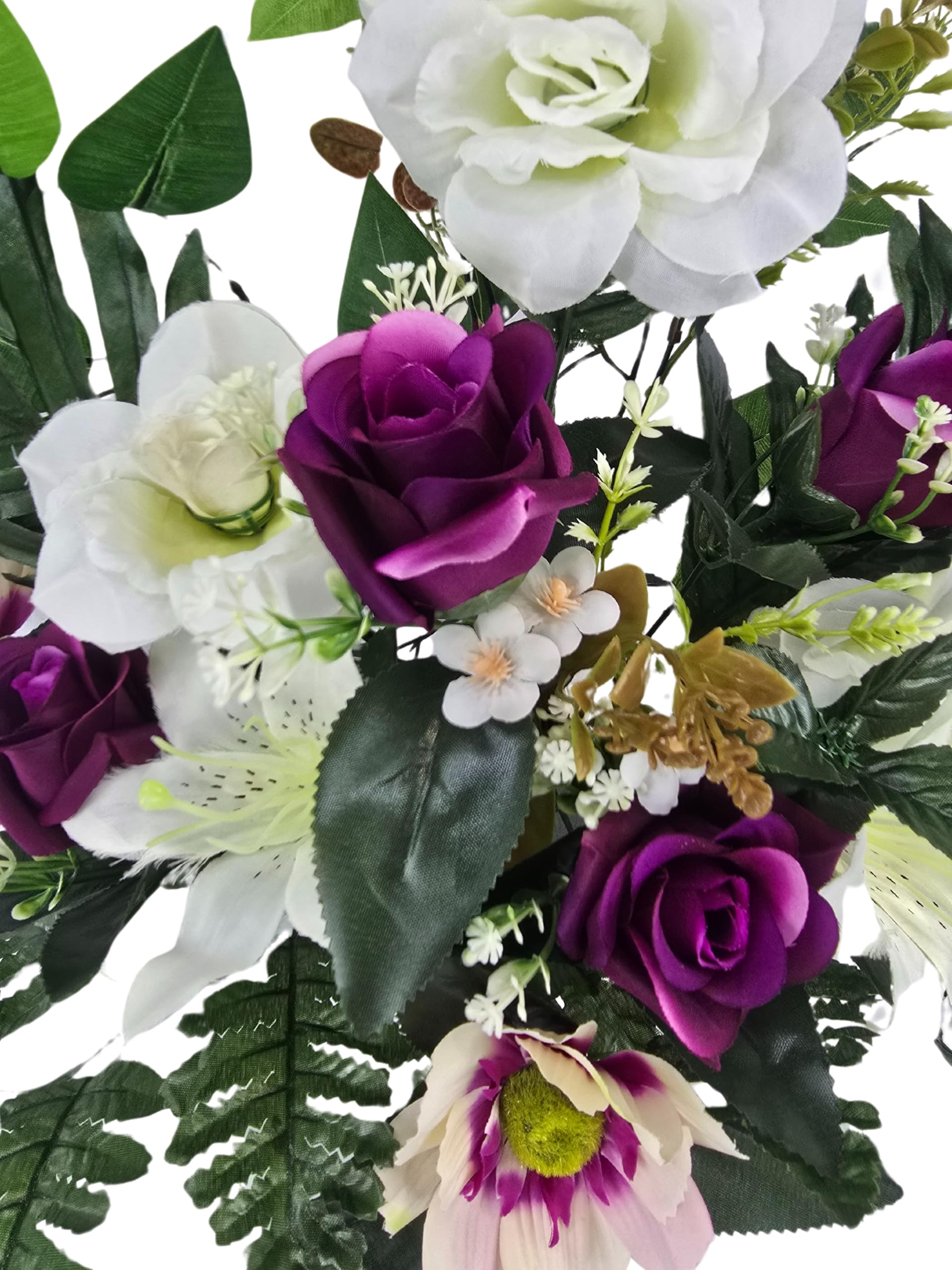 DRW Centre de Fleurs artificielles pour cimetière Teintes Violettes 80 x 60 x 14 cm
