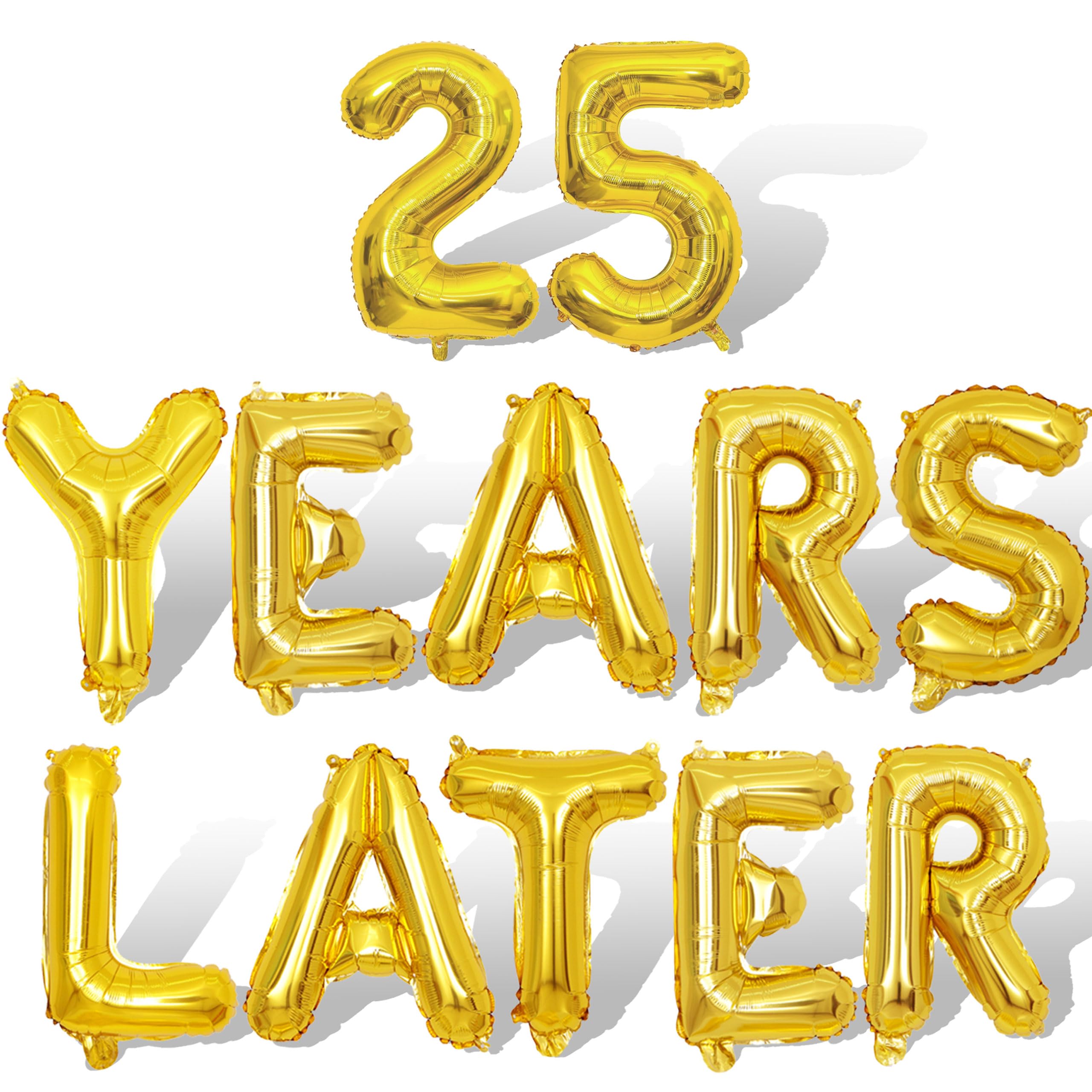 Gold 25 Years Later Letter Balloons 16in Balloon Foil Letter Decorations Party Decor Gold Letter Balloons 25 Years Later Party Supplies