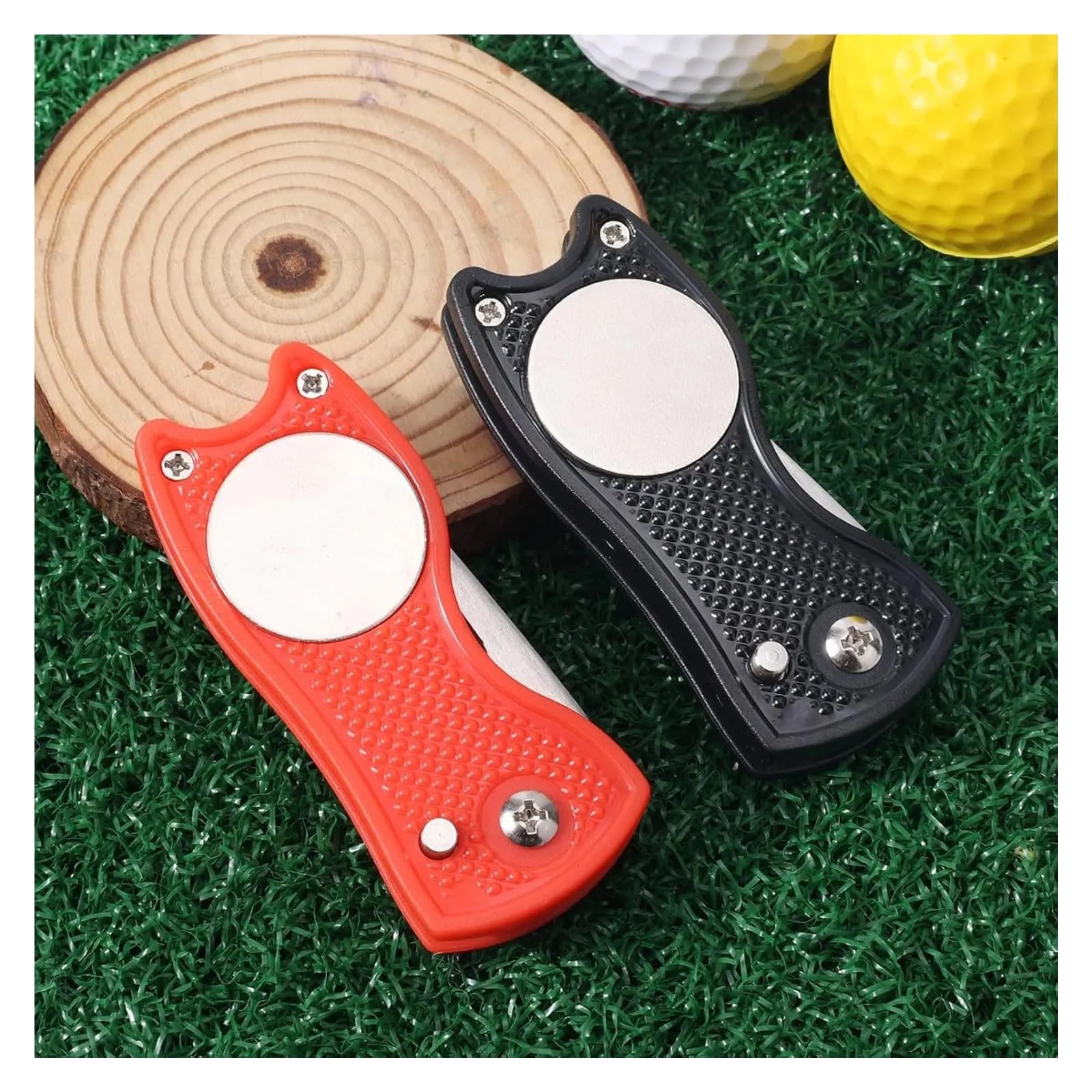 Golf-Divot-Reparaturwerkzeug, faltbares Metall-Golf-Green-Divot-Werkzeug mit magnetischem Ballmarker, Golfzubehör