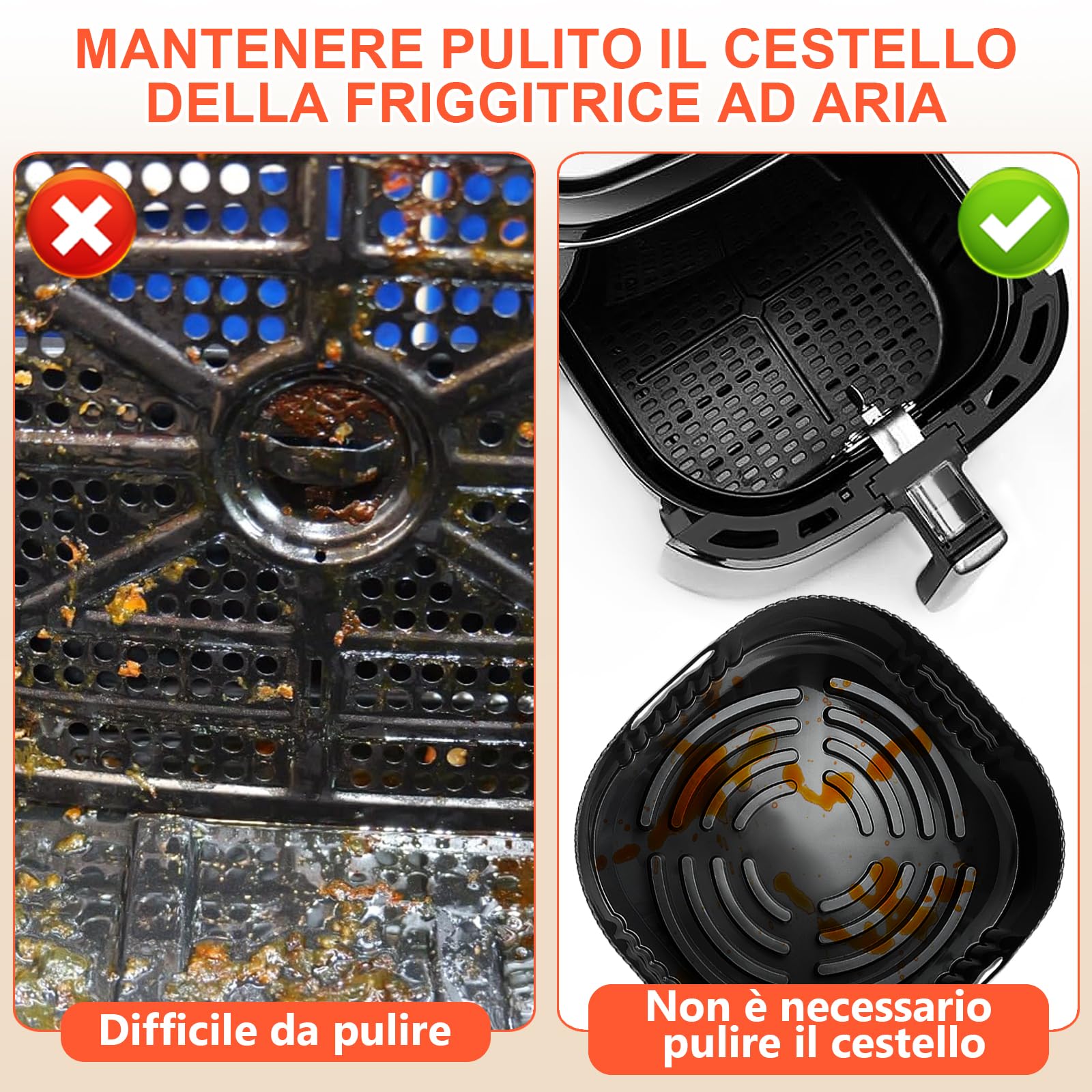 Teglie In Silicone Per Friggitrice Ad Aria YINGRACE 22cm - 2 Pezzi Per Moulinex, Princess - Foto 7