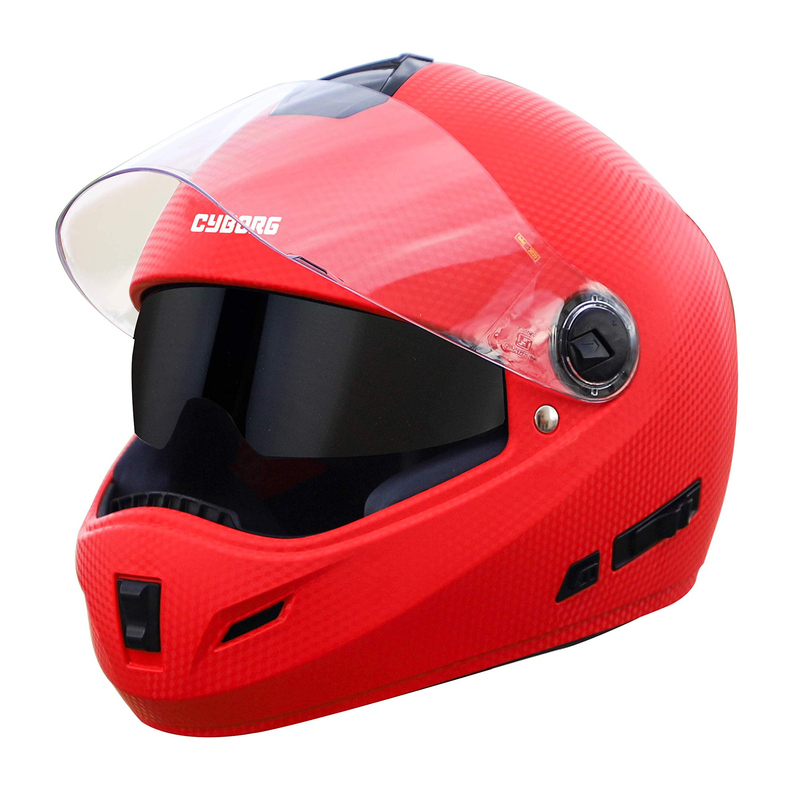 Steelbird Rox Cyborg ISI Certified Full Face Helmet for Men and Women with Inner Smoke Sun Shield and Outer Clear Visor
