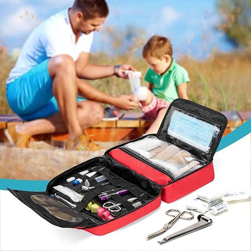 Miniatura 6 de Trunab Bolsa de primeros auxilios portátil vacía, bolsa de suministros médicos con 2 aletas interiores, bolsa de trauma de emergencia para