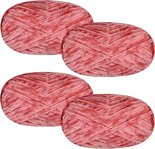 4 unidades de hilo de felpilla suave de 11.11 onzas para tejer a ganchillo, hilo esponjoso para tejer y hacer manualidades de ganchillo, hilo cálido