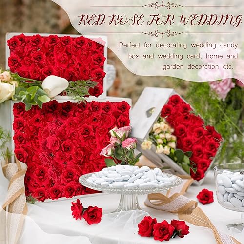 Miniatura 4 de Yunsailing 120 piezas de rosas artificiales a granel, pequeñas rosas sintéticas para decoración, manualidades, centros de mesa de boda, despedida de