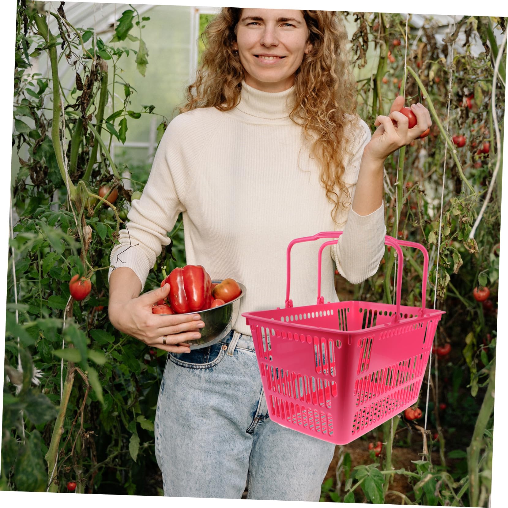Anneome Cesta De La Compra Artículos Diversos Contenedor De Almacenamiento Cesta Hueca Pequeña Cesta De Ducha Escritorio Cestas Cestas Con Asa Cómoda Cesta Cesta De Supermercado Cestas