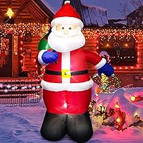 Danxilu 150cm Babbo Natale Gonfiabile con Borsa Regalo Decorazioni per Esterni, 5 Piedi Gonfiabili Natale per Esterni LED Incorporati per Cortile Giardino Prato Portico Festa 5 piedi-babbo natale