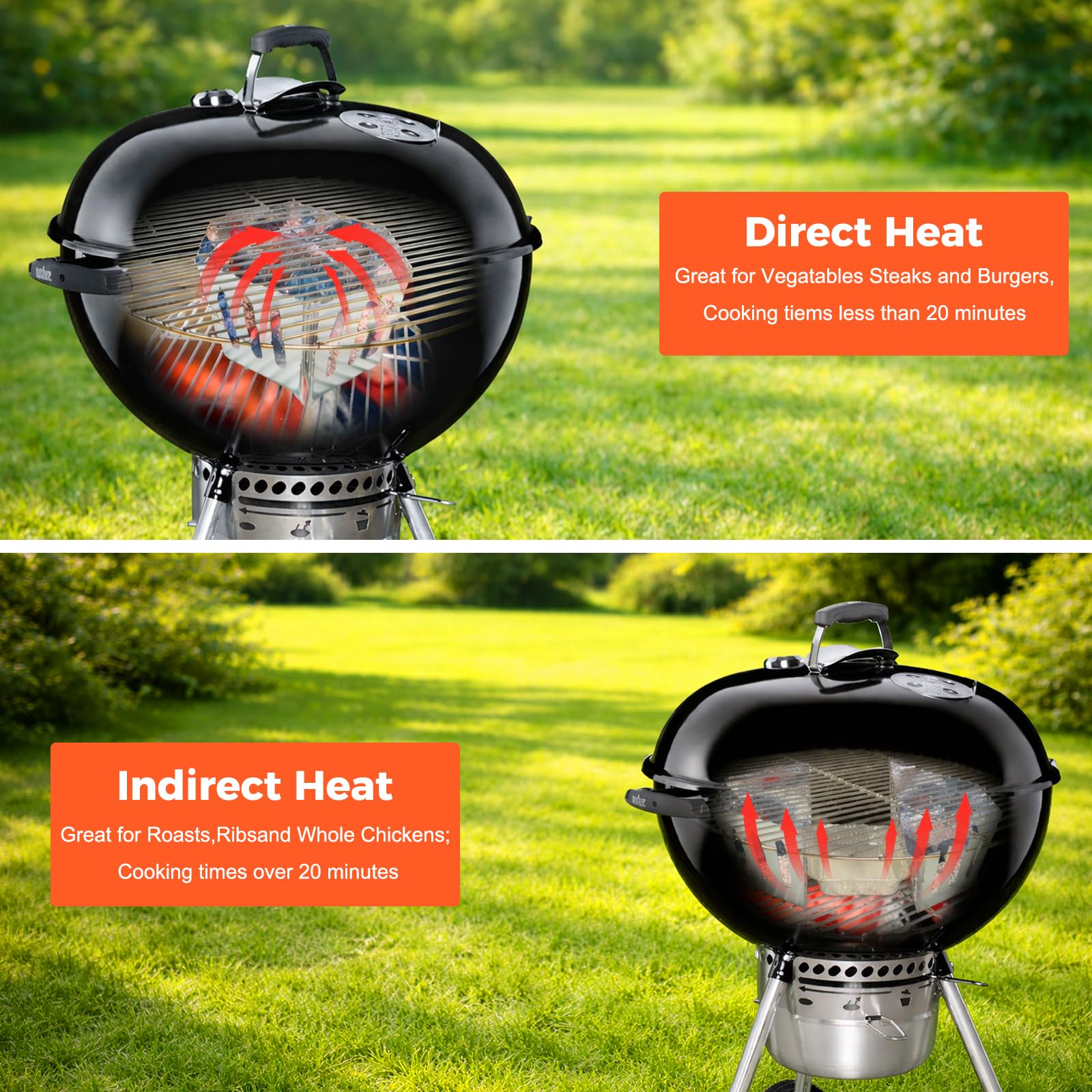 QuliMetal Holzkohlekörbe für Weber Holzkohlengrills von 47, 57, 67cm, Char-Basket für Weber 7403, Kohlekörbe, Holzkohle Briquette Fuel Halter für Kettle, One Touch, Master Touch, Kugelgrills, 2 Stück