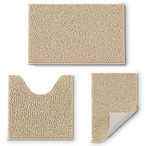 Bathroom Rugs Sets 3 Piece, Bath Mat Sets Non Slip,