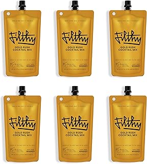 Filthy Gold Rush All Natural Cocktail Mixer - Made With Fresh Lemon Juice & American Honey - Balanced Sweet & Sour Cocktail Mix for Whiskey, Gin and Non-Alcoholic Mocktails - 8 oz Pouch, 6 Pack