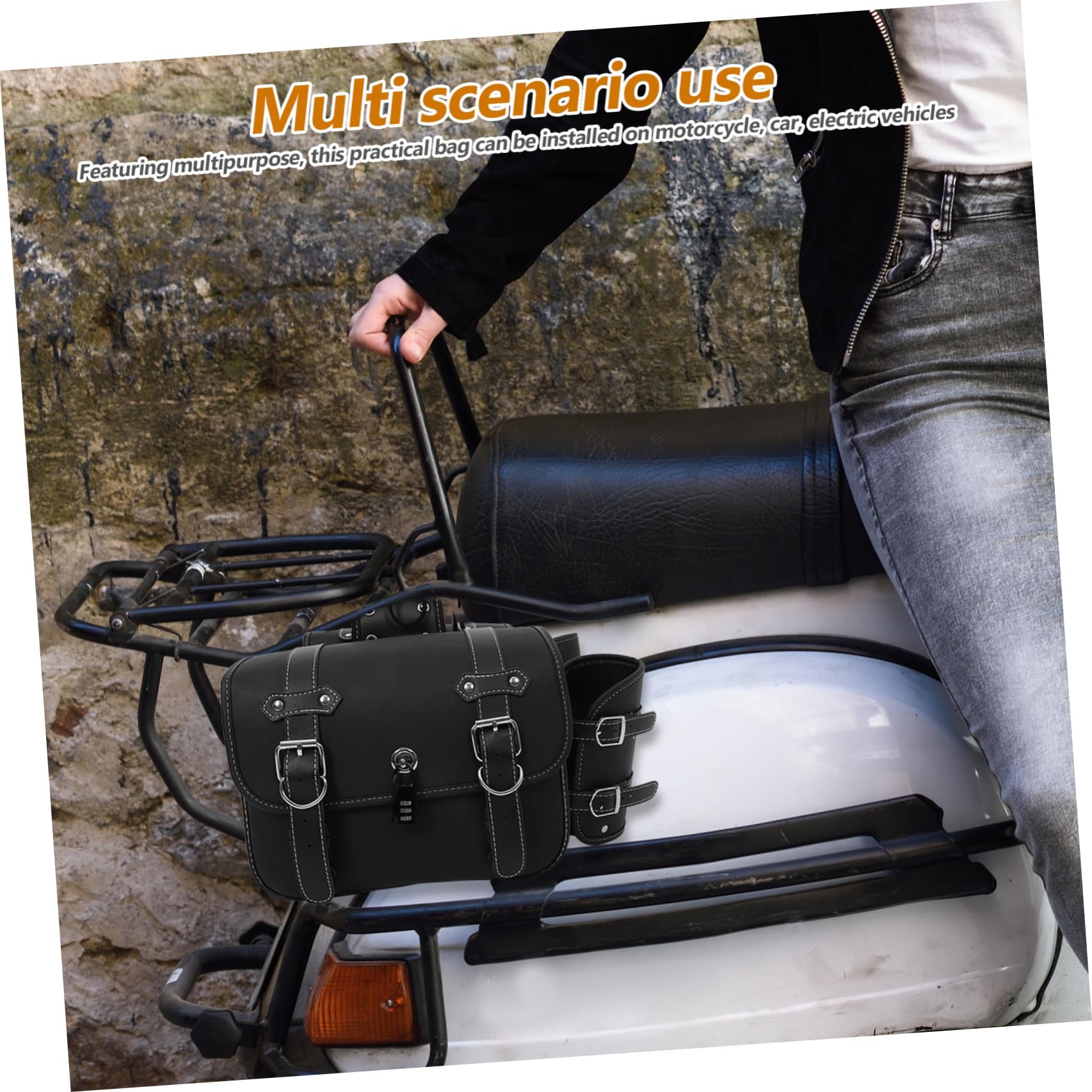 Hemobllo Motorcycle Side Pouch Leather Saddlebag Set Hanging Bags for Motorbike Storage And Travel Accessories