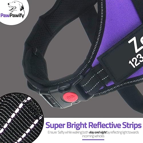 Miniatura 9 de Personalized No Pull Dog Harness with Custom Name and Phone Number by PawPawify, Heavy Duty Pet Vest to Prevent Tugging, Pulling, or Choking, Blue