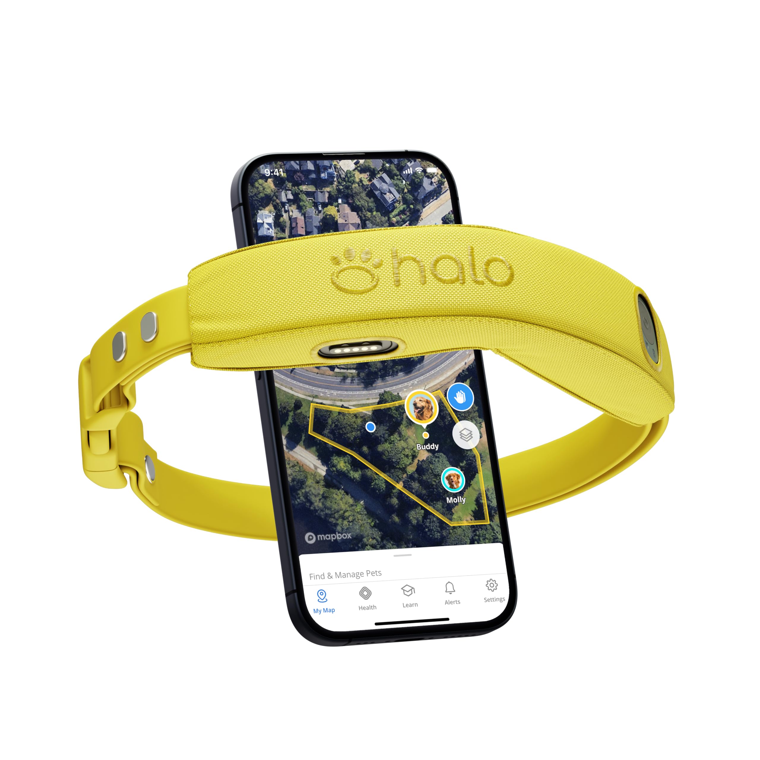 Halo Collar 4 Wireless Dog Fence & GPS Dog Collar, Keep Your Dog Safely Contained Outdoors with App-Controlled Boundaries and Real-Time Tracking, One Size, Sunburst