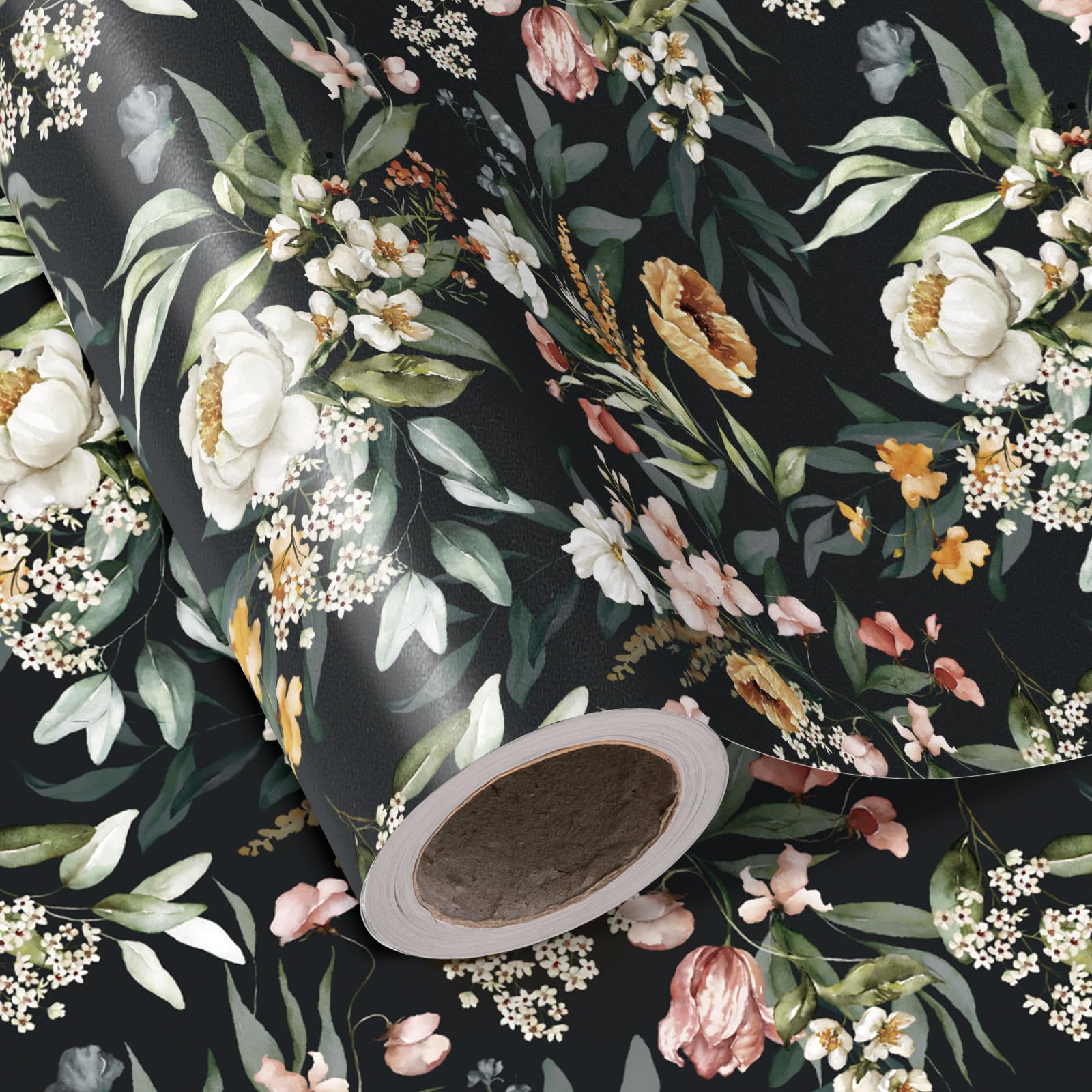 RUSPEPA Floral Wrapping Paper Roll - Mini Roll - 43.2cm x 5m - Greeny Floral Garden Design Perfect for Wedding, Birthday, Bridal Shower, Tea Party