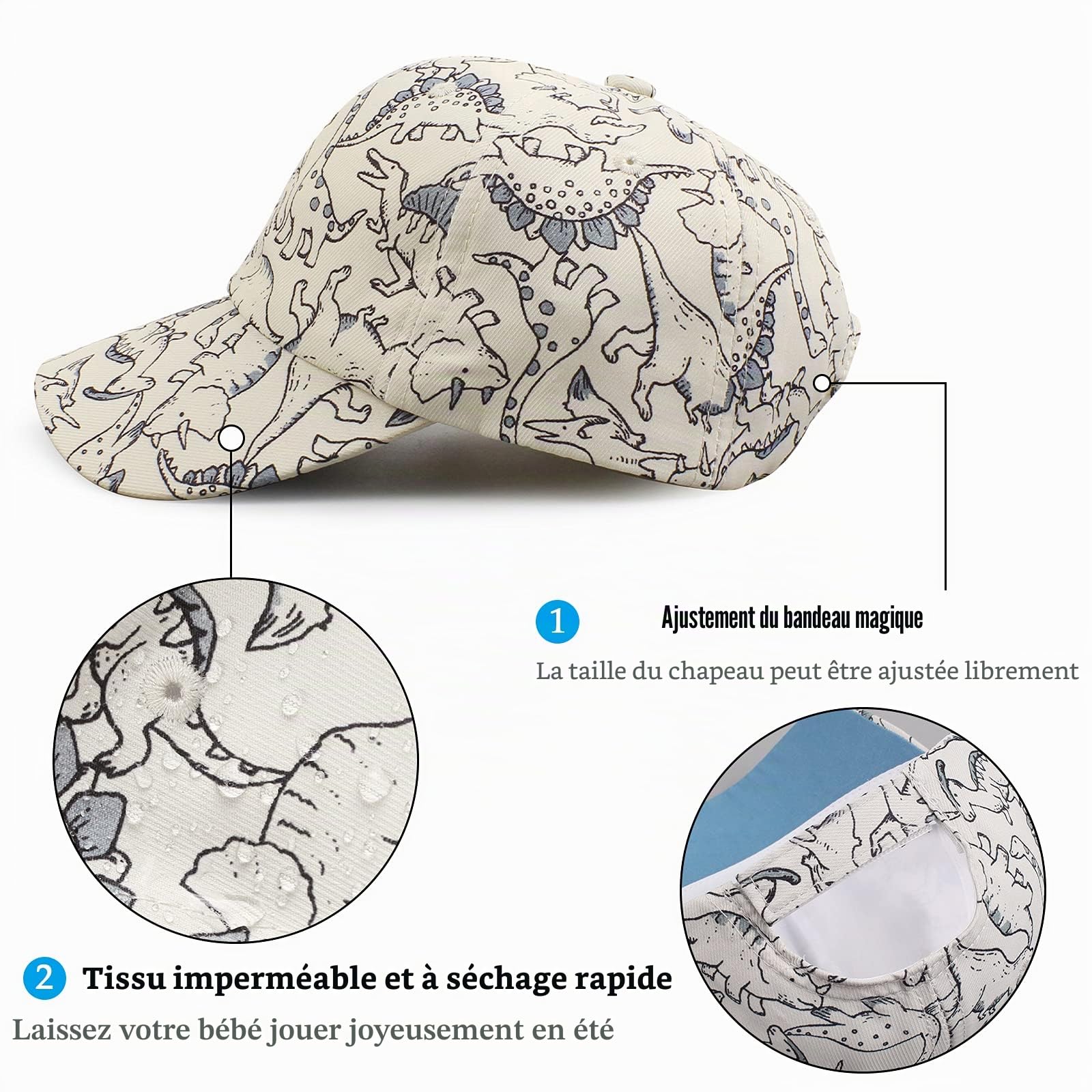 XIAOHAWANG Chapeau De Soleil pour Enfant Dinosaur Casquette De Baseball Été Réglable Garçon Fille