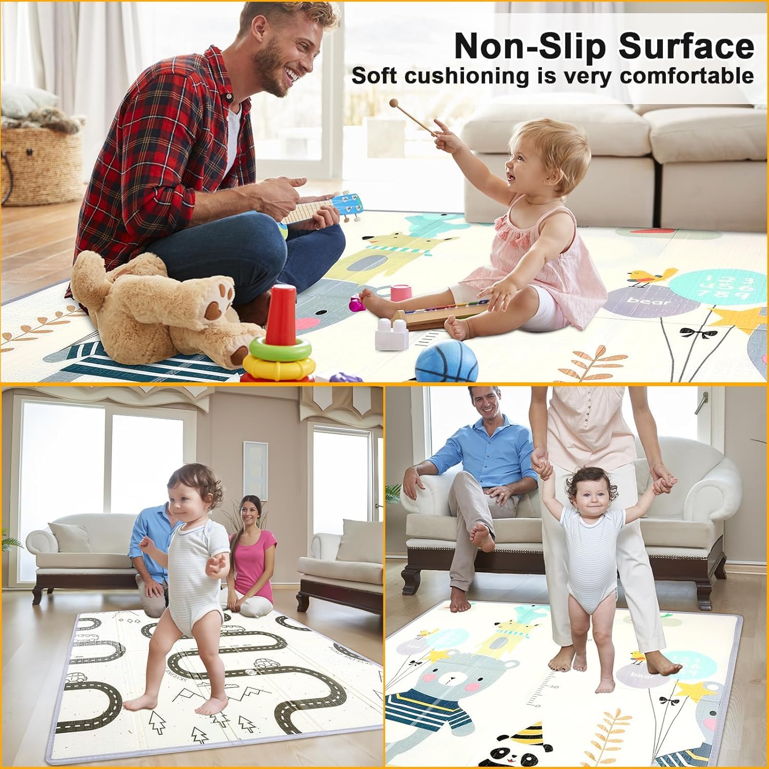 Gutsbox Tappeto Gioco Bambini Pieghevole 120x120x1cm Tappeto Gioco Neonato Pieghevole XPE Tappetino Bambini Pieghevole e Reversibile, Non Tossico, Antiscivolo