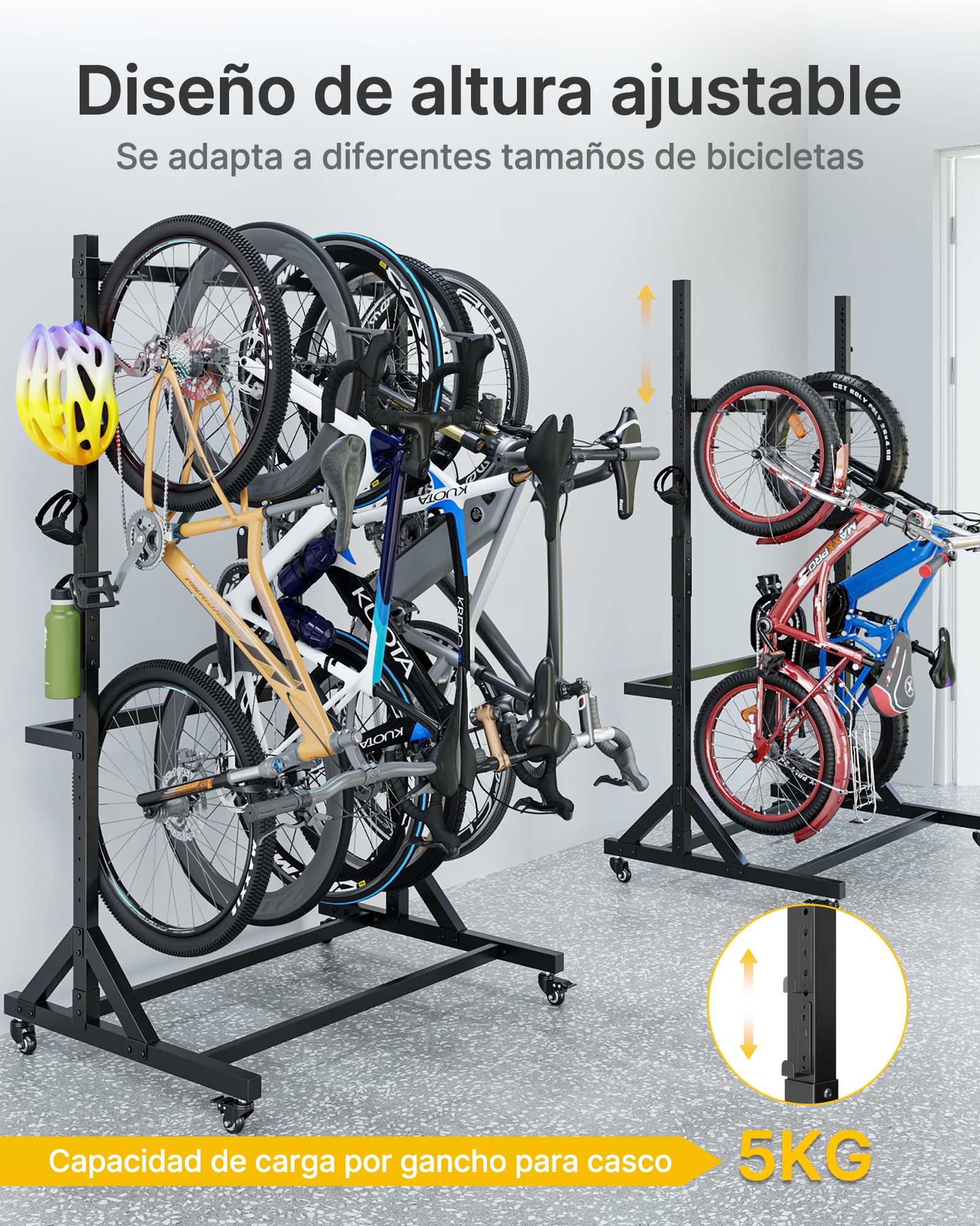 monTEK Portabicicletas Para 5 Bicicleta, Carga Máx 155 Kg