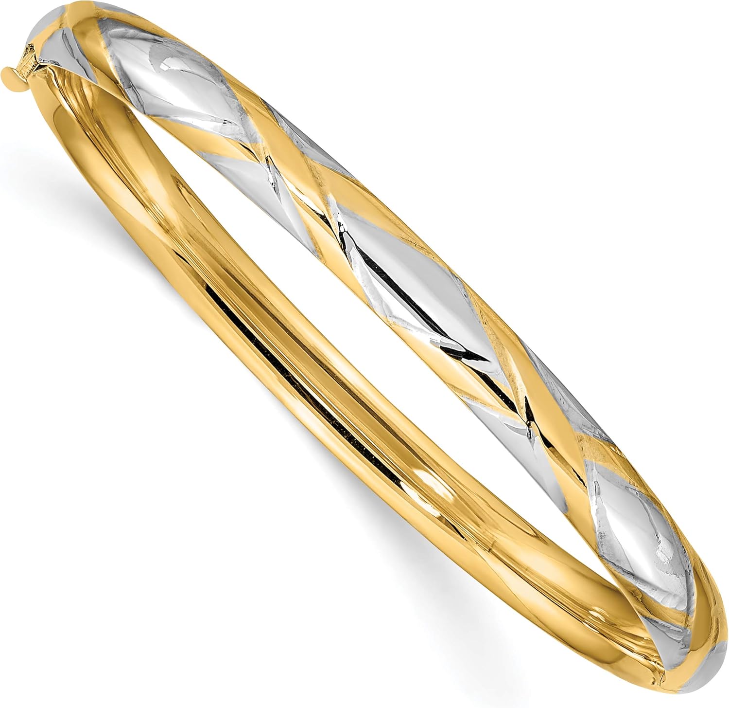 14k 3/16 w/White Rhodium Criss-Cross Children's Bangle