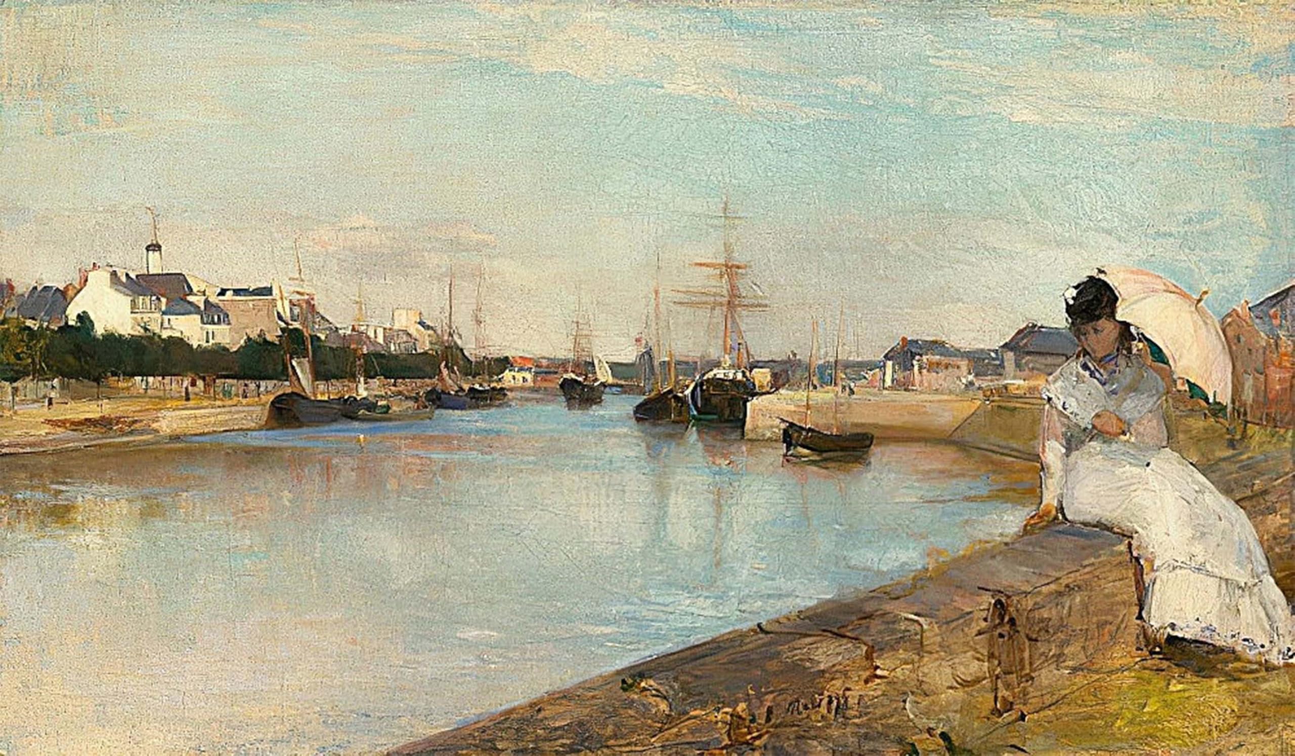 POSTERIIk Famous Modern Artwork Art Mural the Harbor At Lorient by Berthe Morisot Oil Paintings Pictures for Home Decor 60x90cm