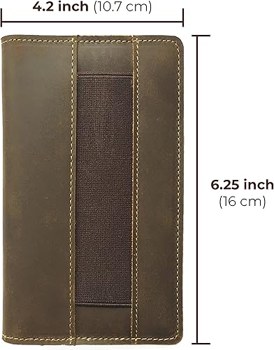 Miniatura 3 de Funda de cuero para notas de campo Moleskine Cahier, funda de cuero hecha a mano para bloc de notas pequeño de 3.5 x 5.5 pulgadas, cartera de notas