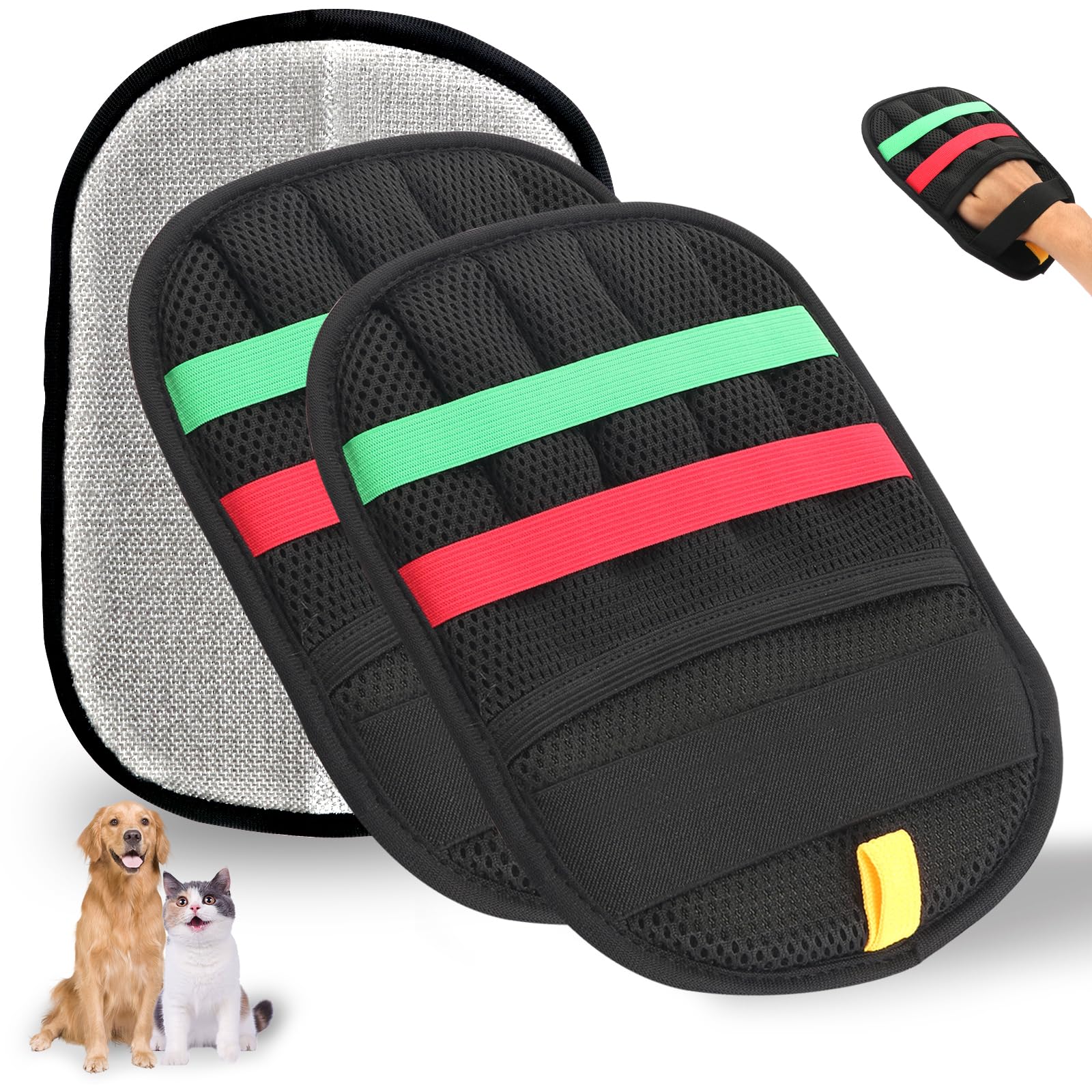 Tierhaarentferner-Handschuh für Hunde und Katzen, verbesserte wiederverwendbare elektrostatische Tierhaar-Handschuhe, Tierhaarentferner-Werkzeug für Kleidung, Couch, Teppich, Autositz (2 Stück