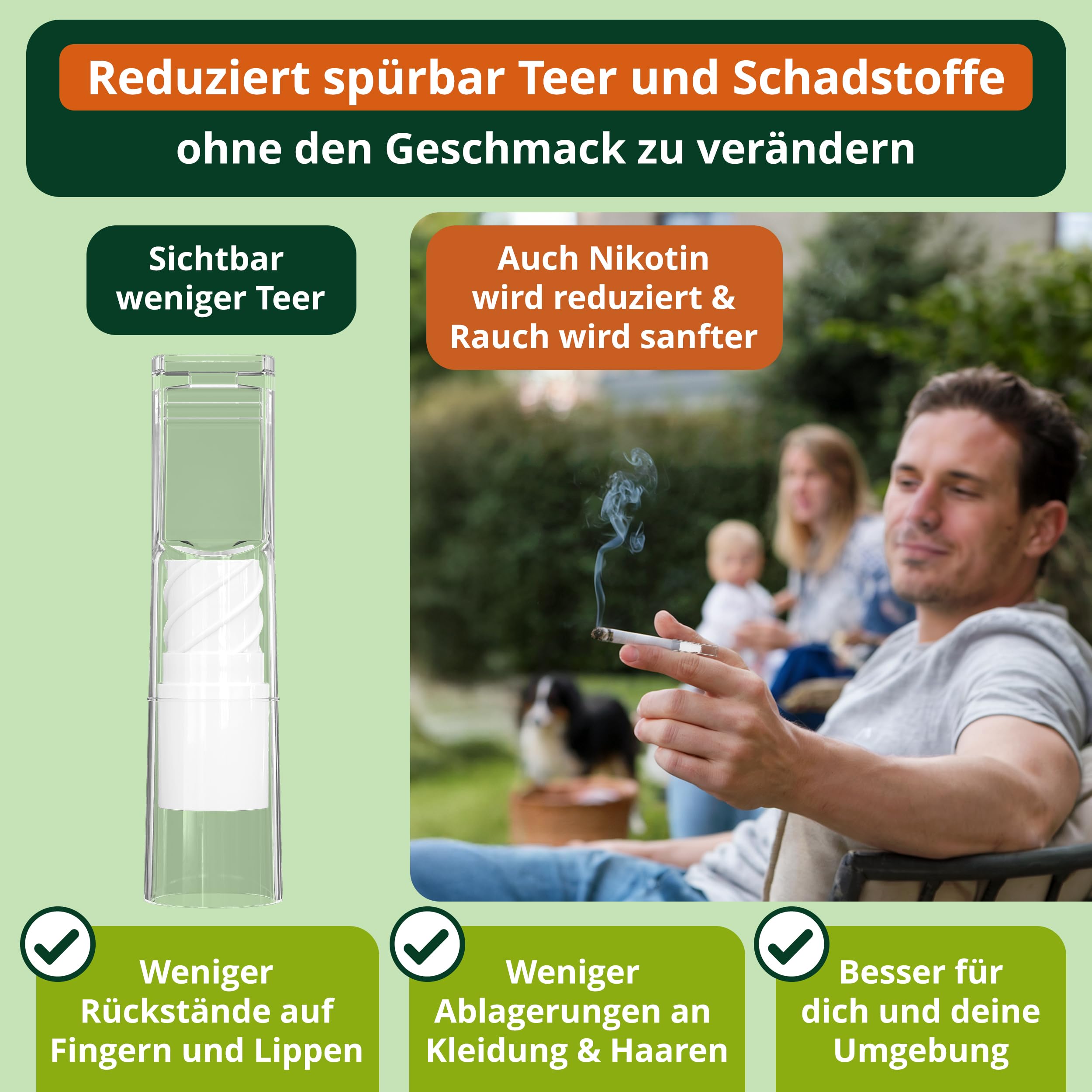Zigarettenfilter Aufsatz AntiTox PRO [600+50 Anti Teer Filter] | wiederverwendbare Teerfilter für Zigaretten von 5,5-8mm m, extra effektive Mikroporen-Zigarettenspitzen inkl. Travel Case