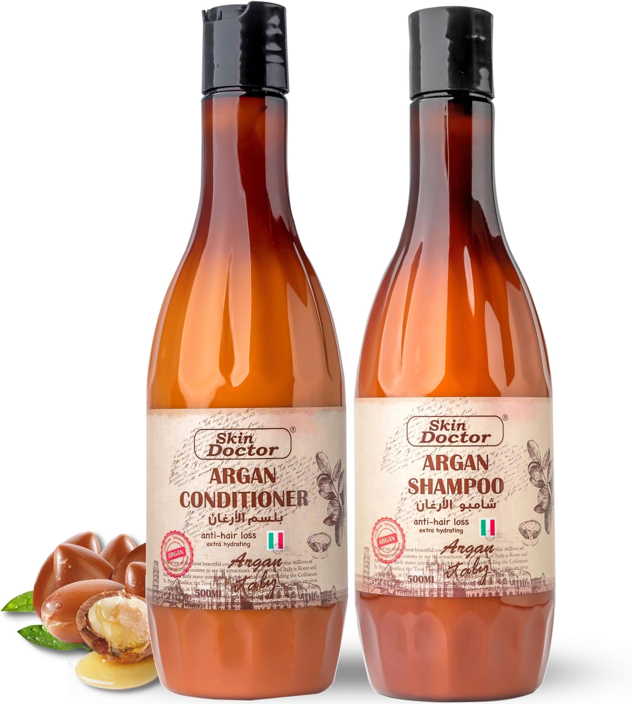 Moroccan Argan Oil Shampoo & Conditioner Set - Ultra Hydrating - Repairs & Protects Dry, Damaged & Frizzy Hair - Anti Hair Loss (500 ml)