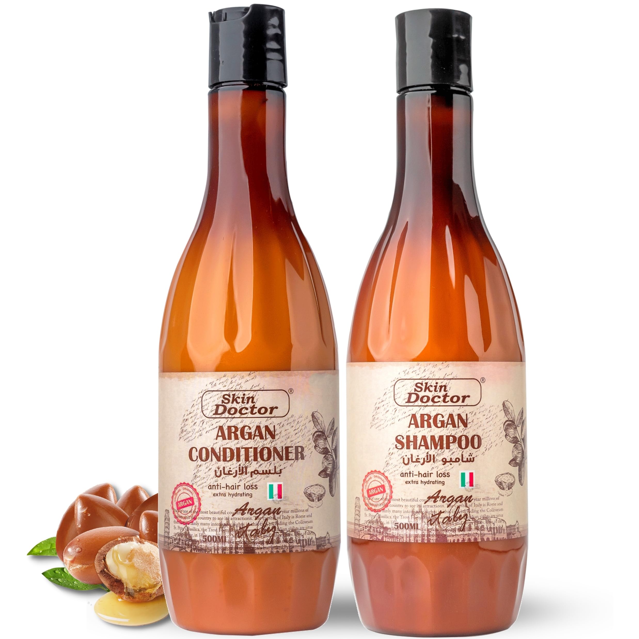 Moroccan Argan Oil Shampoo & Conditioner Set - Ultra Hydrating - Repairs & Protects Dry, Damaged & Frizzy Hair - Anti Hair Loss (500 ml)