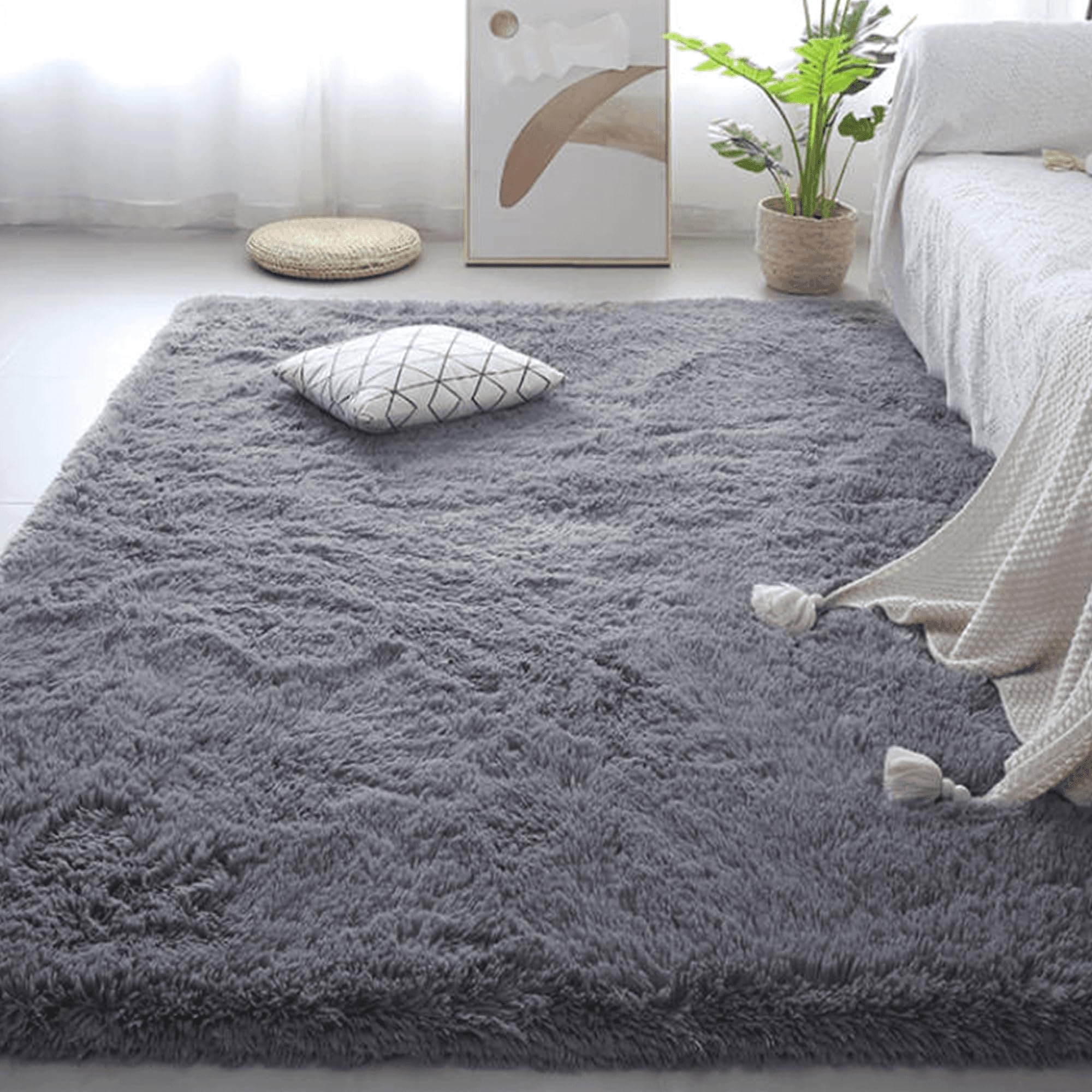 Tapis de salon shaggy de style moderne et élégant pour décoration chic