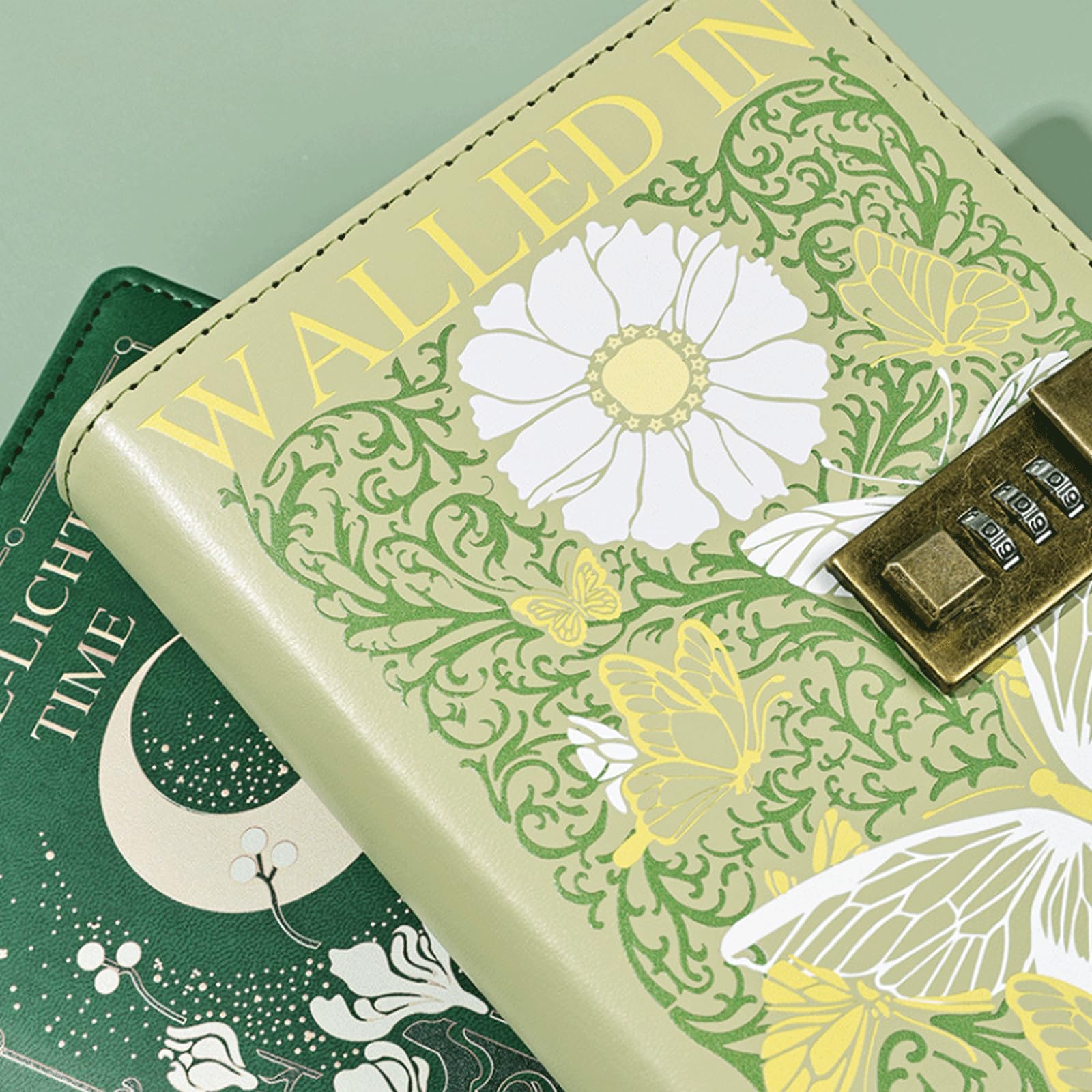 2 cuadernos B6 con cerradura de piel sintética, agenda con contraseña, agenda con cerradura, organizador for hombres y mujeres, 200 x 135 mm