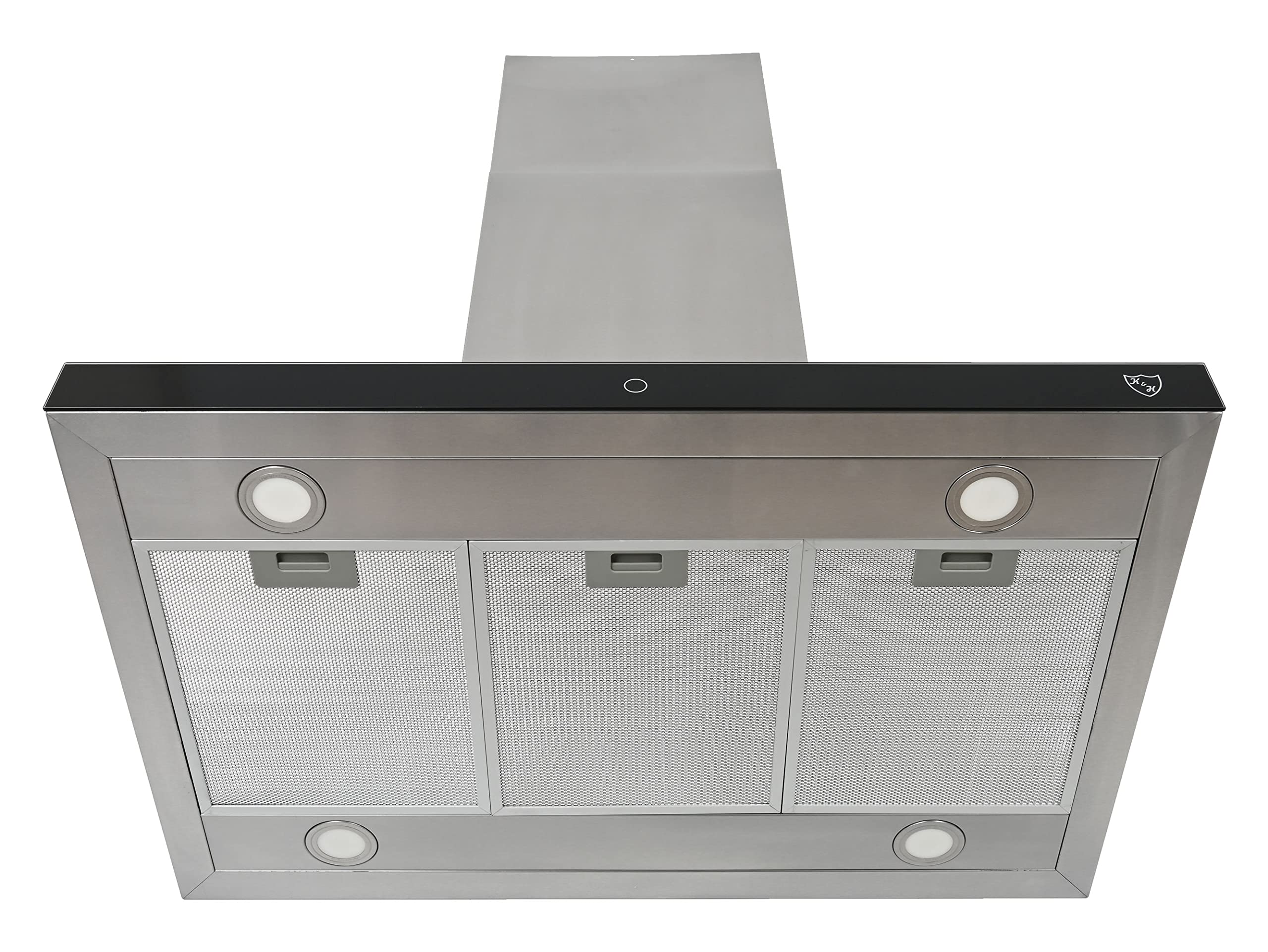 K&H Dunstabzugshaube 90cm Inselhaube Umluft Abluft Abzugshaube Metall Fettfilter LED Beleuchtung 9 Leistungsstufen ISA-90-600 m³/h Energieklasse A+ Edelstahl