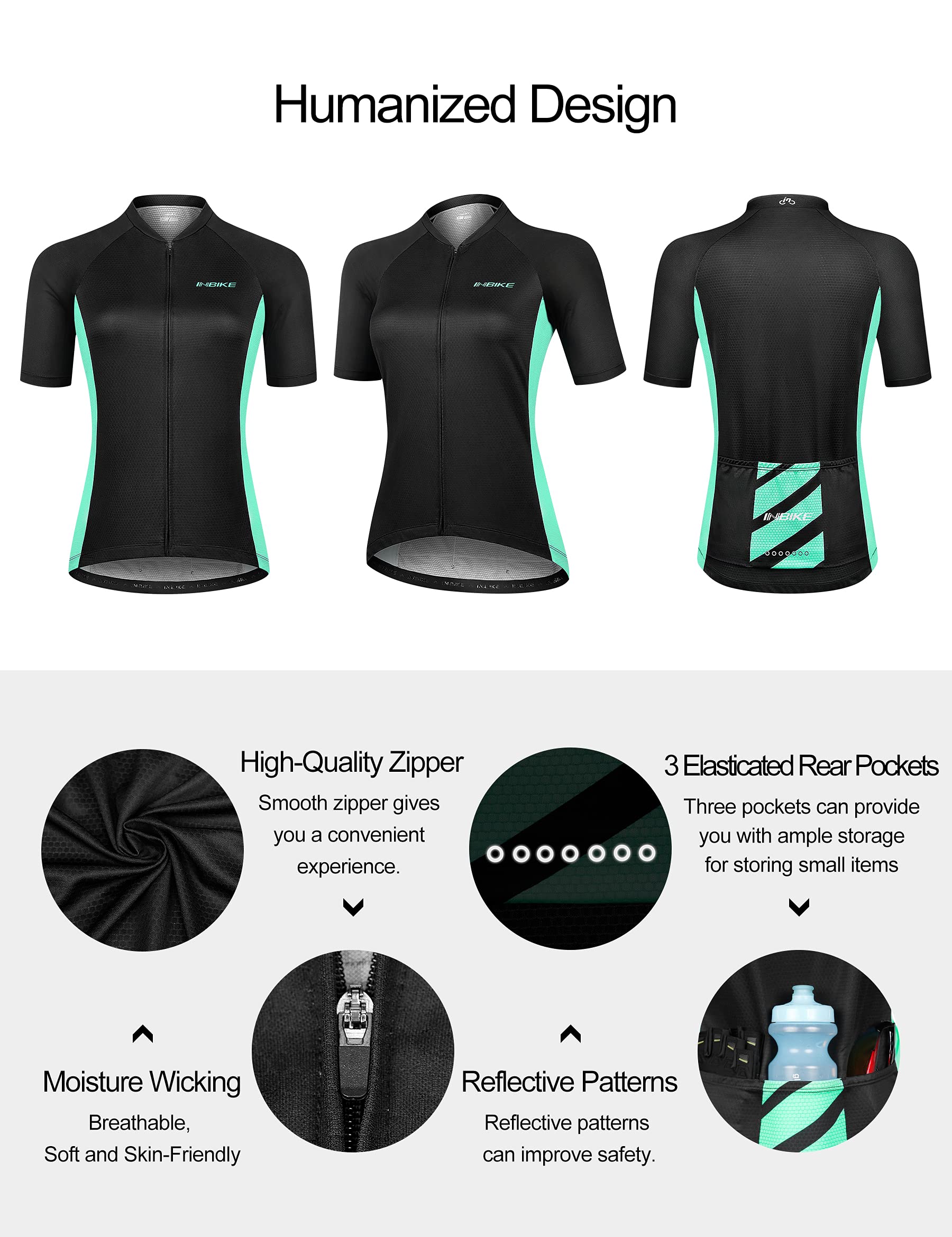 INBIKE Maillot de Ciclismo Profesional para Mujer Verano Secado Rápido Bicicleta Carretera Slim Fit Rosa MTB