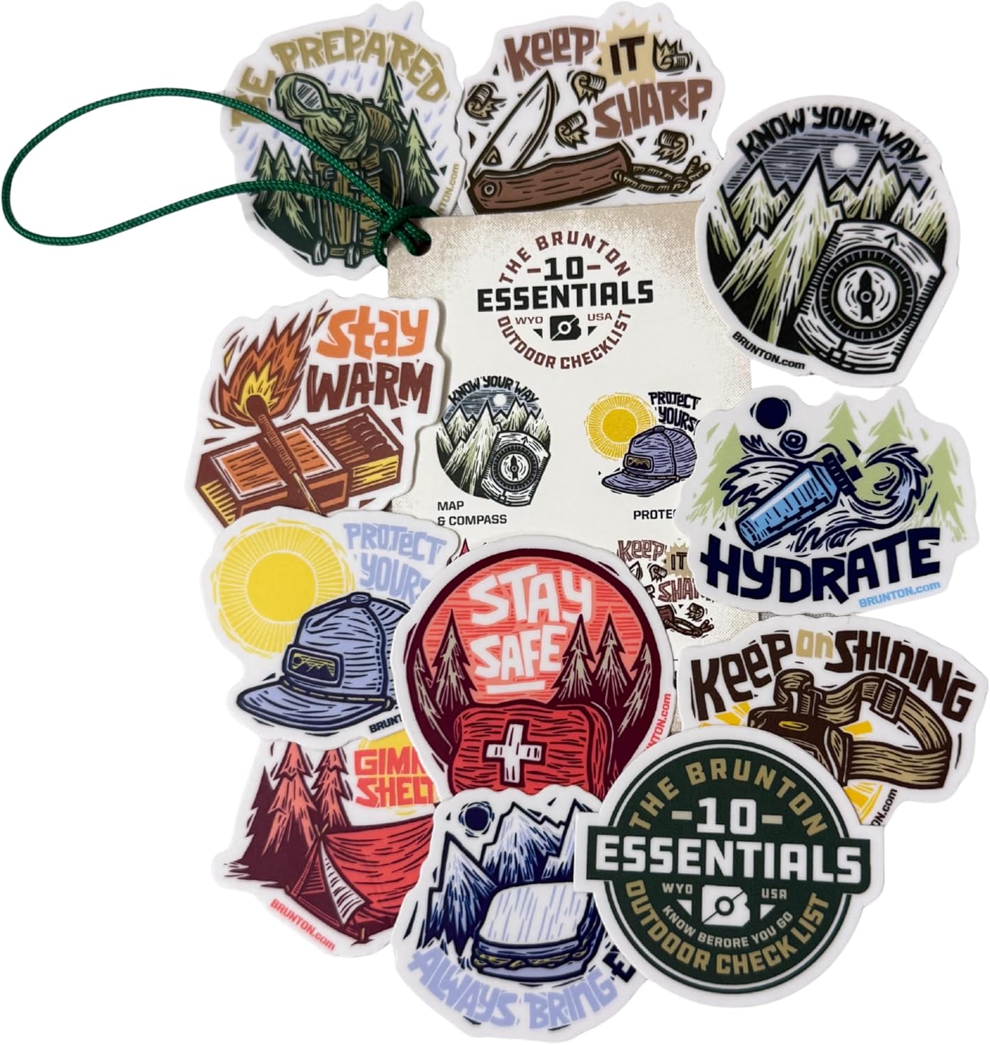 Brunton 10 Essentials Checklist & Sticker Kit – Waterproof Outdoor Survival Gear Decal for Water Bottles & Gear Bins – Hiking Safety Reminder for Scouts, Campers, and Emergency Prep Brunton 10 Essentials Checklist & Sticker Kit – Waterproof Outdoor Survival Gear Decal for Water Bottles & Gear Bins – Hiking Safety Reminder for Scouts, Campers, and Emergency Prep