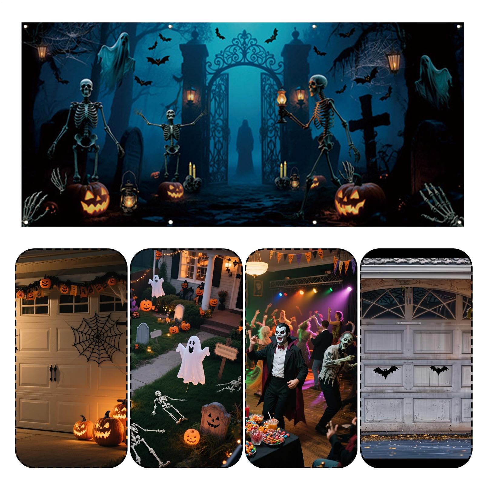 Na Drzwi Garażowe Halloween Dekoracja Świąteczna Na Patio 4x1,8 m