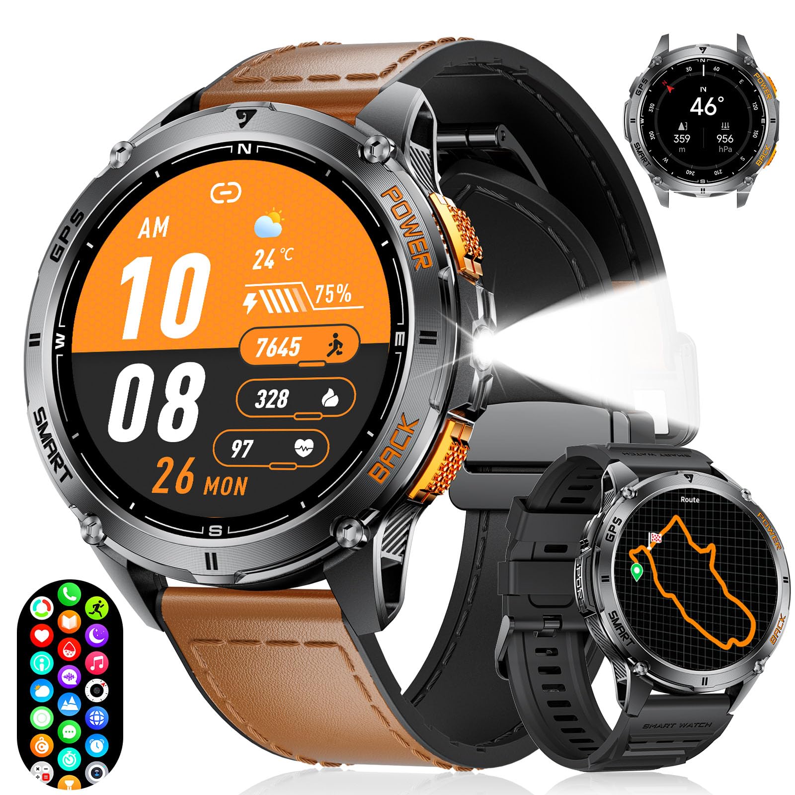 Image highlighting the 530mAh extra-long battery life of the FOXBOX DM4-B Smart Watch, with usage estimates for heavy use, daily use, and energy-saving mode.