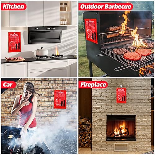 Miniatura 6 de LaSyL Manta de emergencia contra incendios para el hogar, 40 x 40 pulgadas (paquete de 2), manta de supresión de incendios buena para seguridad en