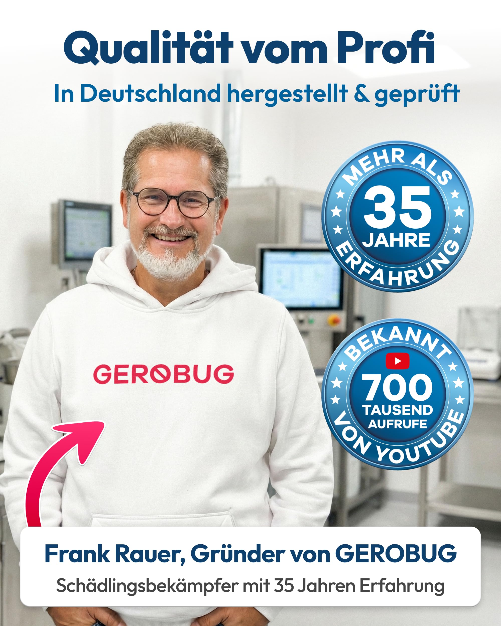 Gerobug Motten-Spray 500 ml - Motten schnell & effektiv loswerden mit Langzeitwirkung - Mottenmittel für Lebensmittelmotten & Kleidermotten - Motten bekämpfen Alternative