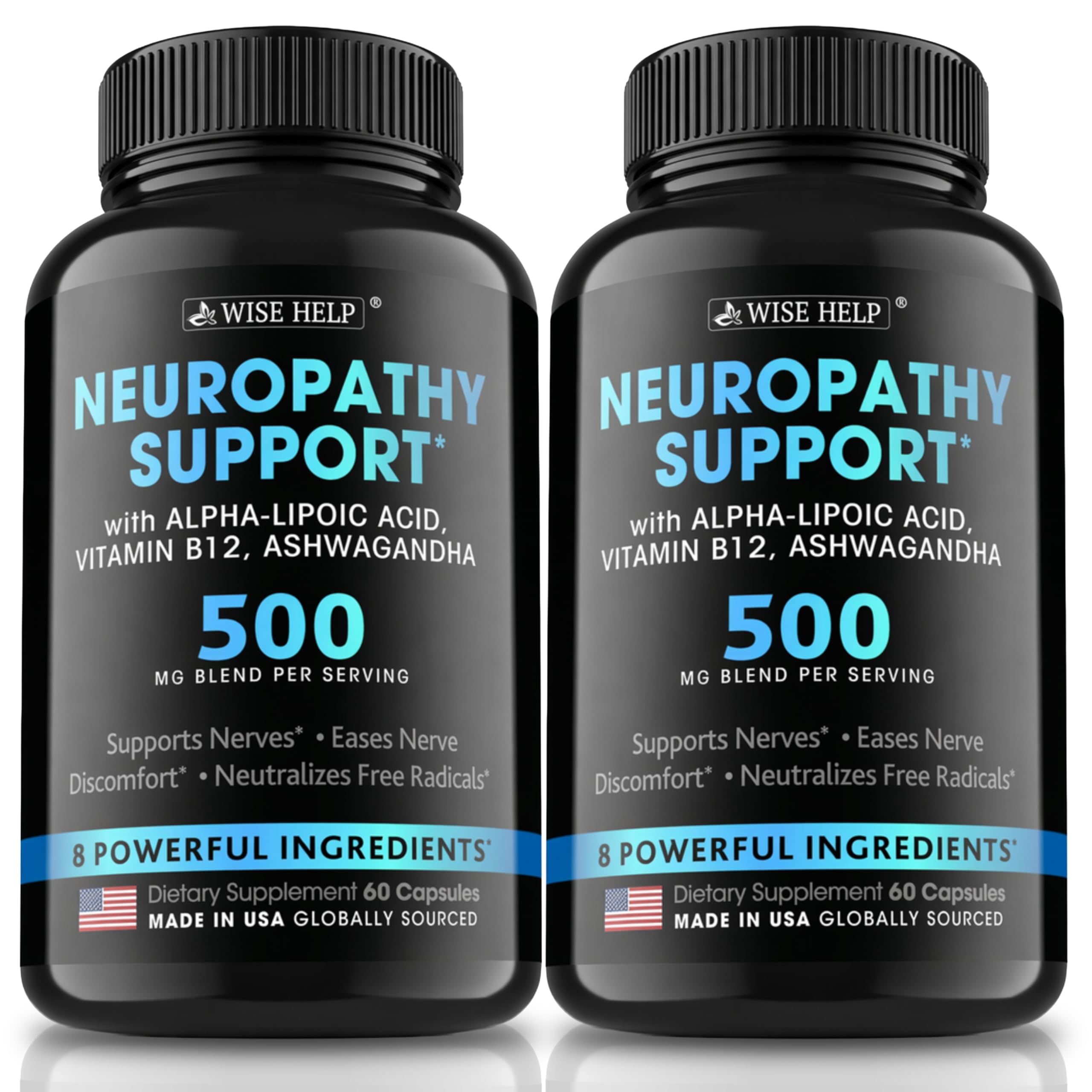 Wise Help Neuropathy Supplement, Alpha Lipoic Acid Nerve Support, 2-Pack