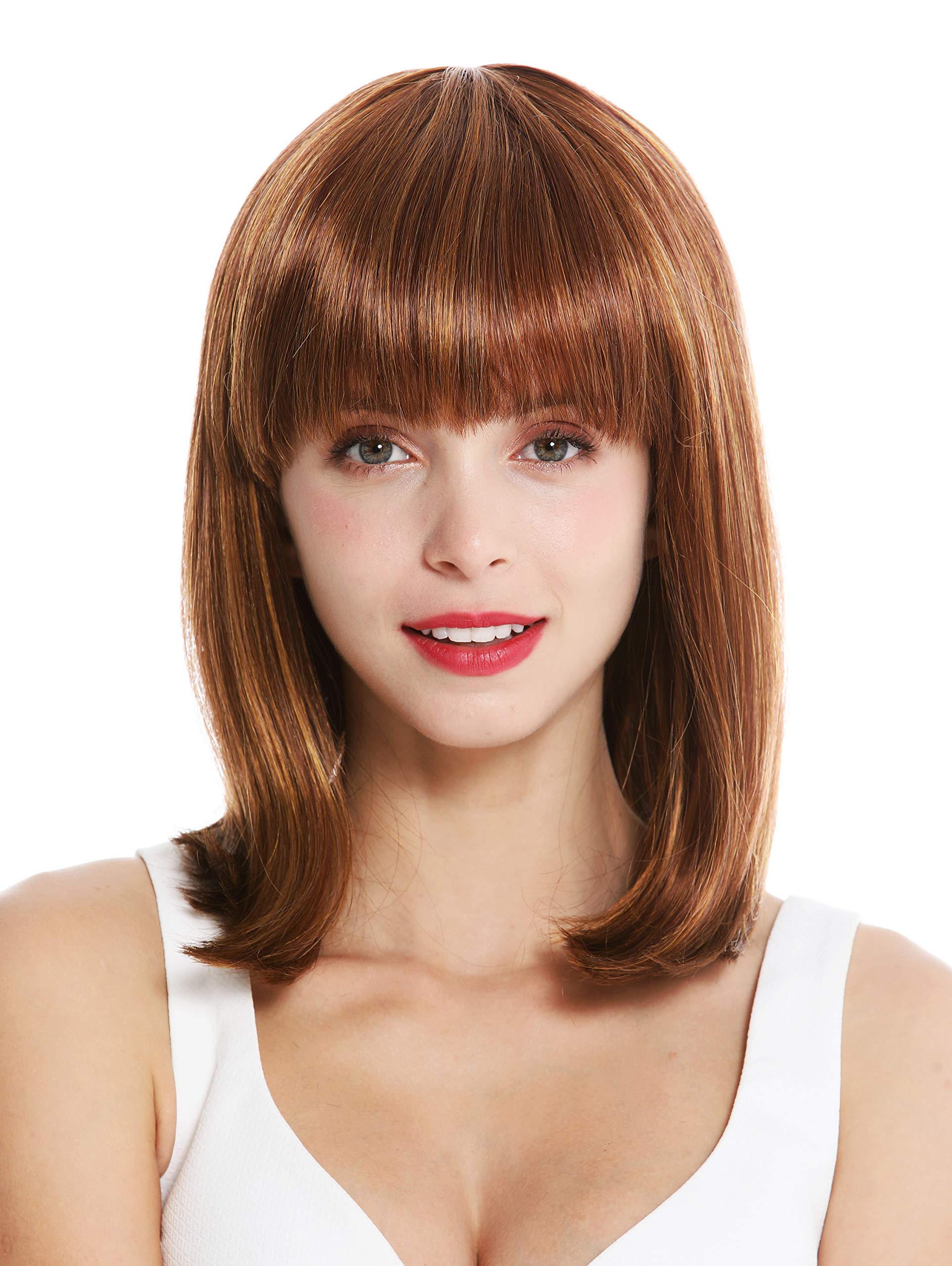 WIG ME UP - VK-1-27MB quality women's wig short shoulder length long bob fringe sleek light copper brown reddish brown - Image 2