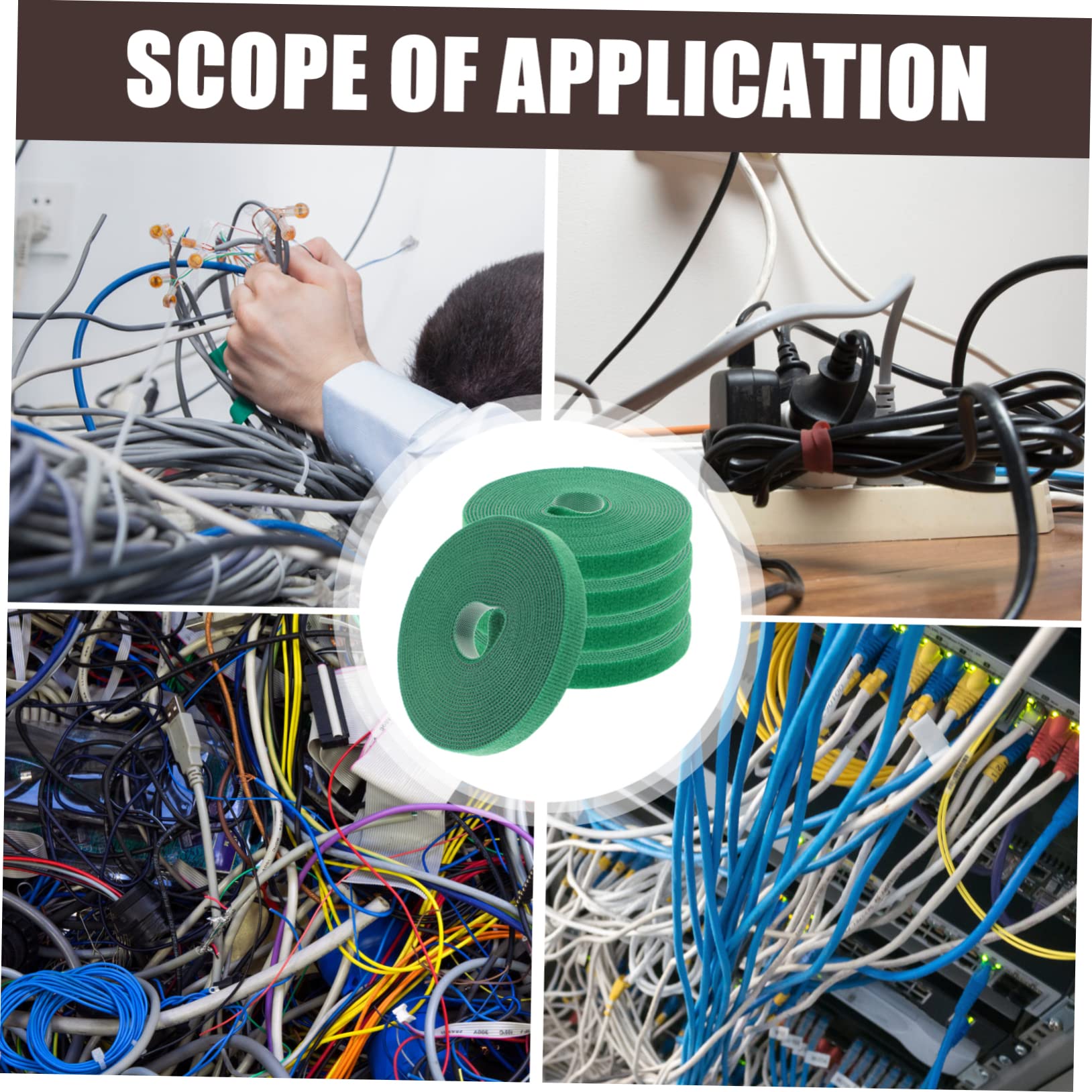 OSALADI 2sets Self Adhesive Hook Loop Tapes Heavy Duty Cable Ties Straps Plant Fixing Strips Organizing Tapes 5rolls*2