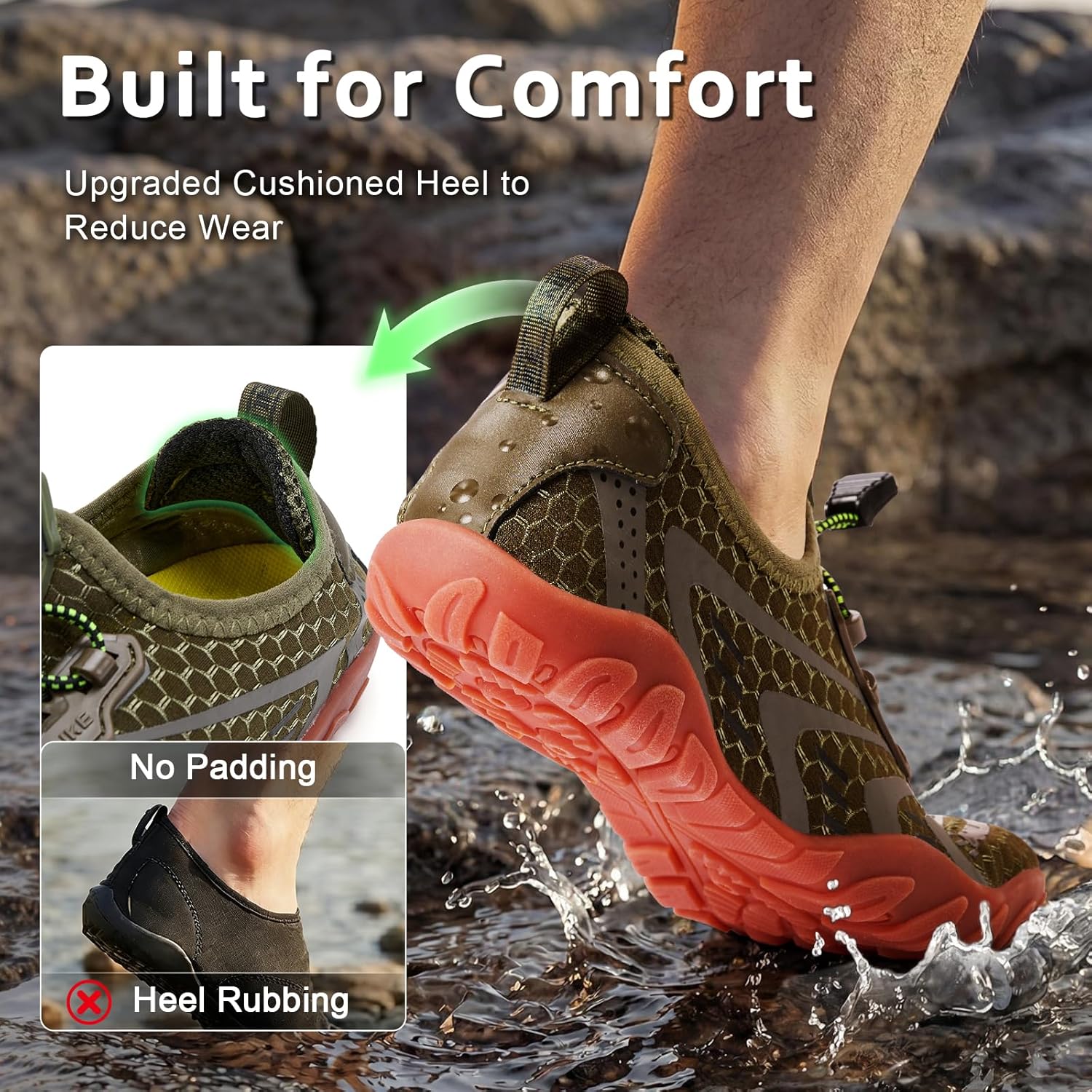 ANLUKE Mens Womens Water Shoes Swim Shoes Aqua Shoes Barefoot Quick-Dry Beach Surf Water Sports Shoes