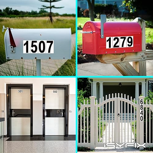 Miniatura 9 de iSYFIX Calcomanías de vinilo negro con el número 8 (ocho), paquete de 6 calcomanías de 5 pulgadas, calcomanías de alta calidad, fondo blanco,