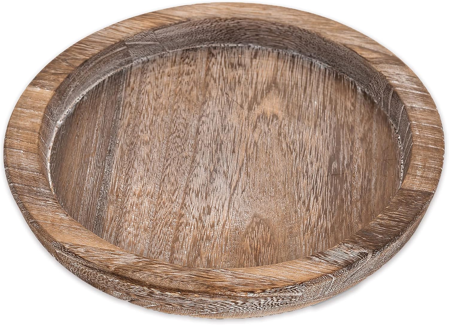 Rustic Wooden Serving Tray Round Wood Tray for Coffee Table, Candle