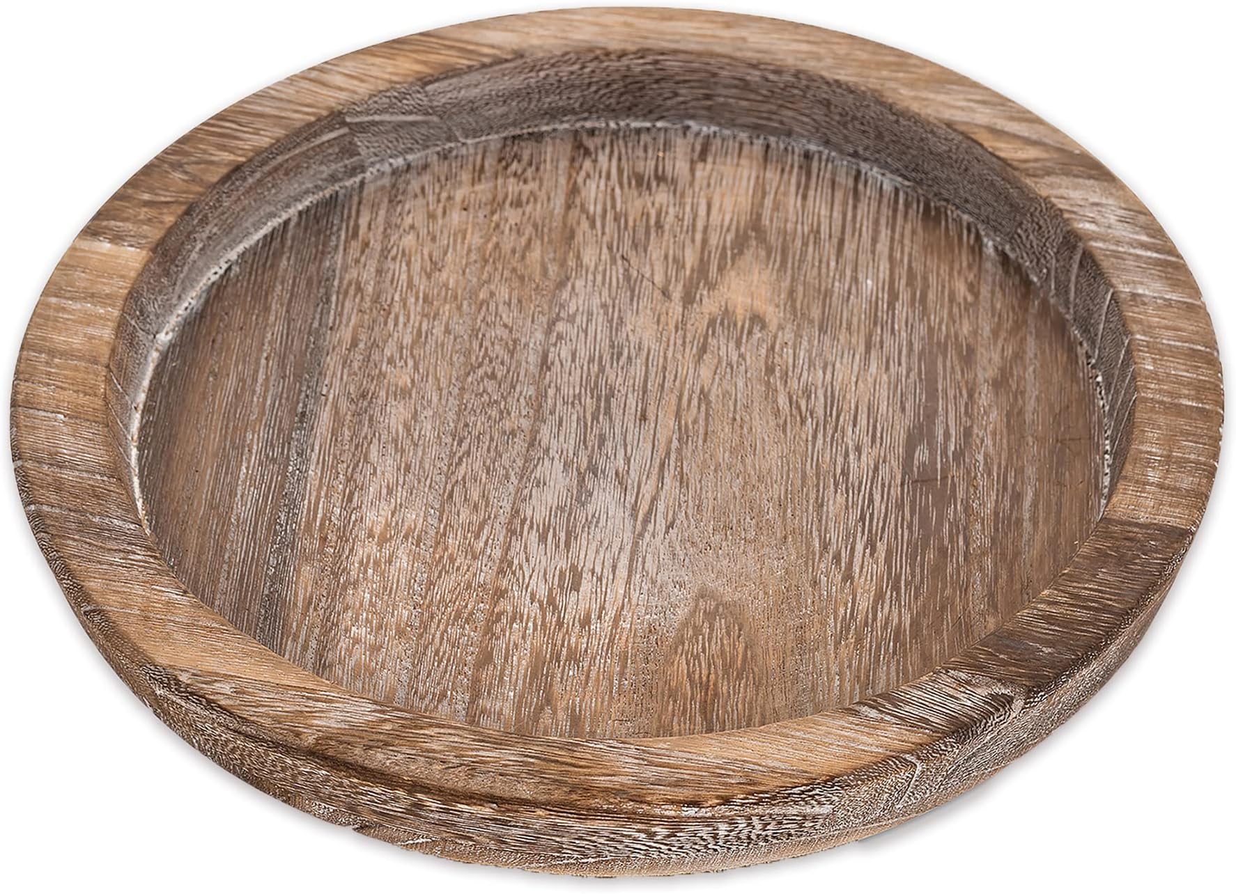 ICAROOM Rustic Wooden Serving Tray - Round Wood for Coffee Table, Candle Holder Home Decor, Small Tray, Decorative Trays Decor (11.14 in / 28.3 cm)