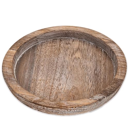 Wooden Serving Tray - Round Wood for Coffee Table, Candle