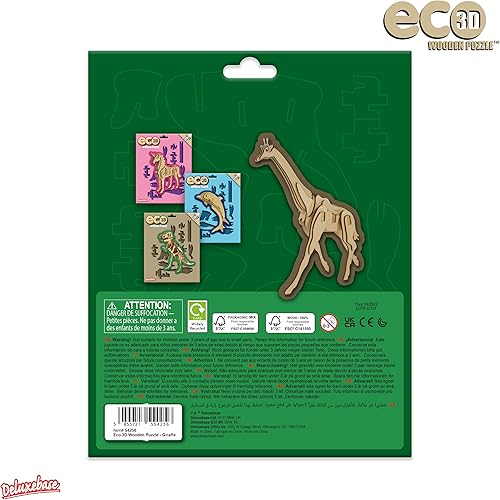Miniatura 4 de Eco 3D Wooden Puzzle Jirafa de Deluxebase. Kit de manualidades de rompecabezas 3D con temática de animales. Juguetes de animales de safari de madera